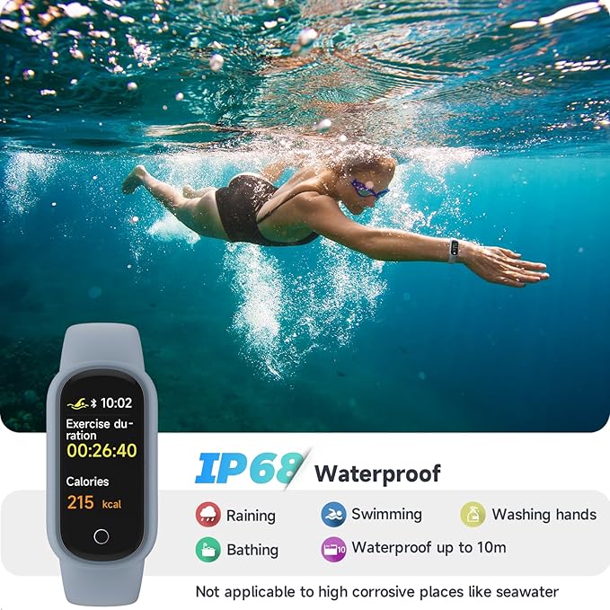 Fitness Tracker Watch with Heart Rate/Sleep Tracker/IP68 Waterproof, Activity Tracker with Pedometer Step Counter, Health Watch for Women Men with 14 Sports Compatible Android iOS, Slate Gray