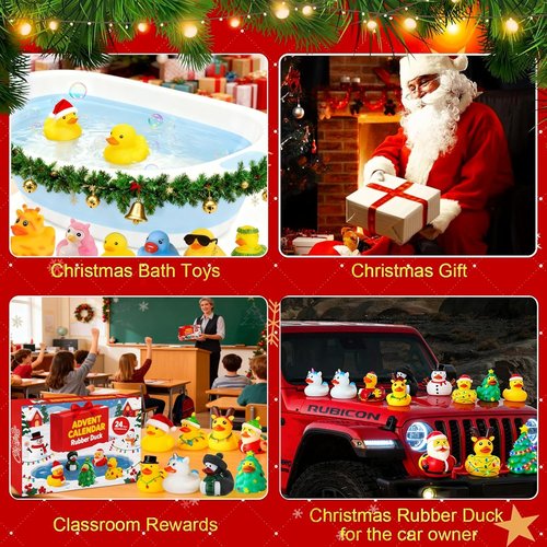 Christmas Rubber Ducks by [Brand Name] - 24 Pcs Fidget Toys for Advent Countdown | Fun Bath Gifts for Kids