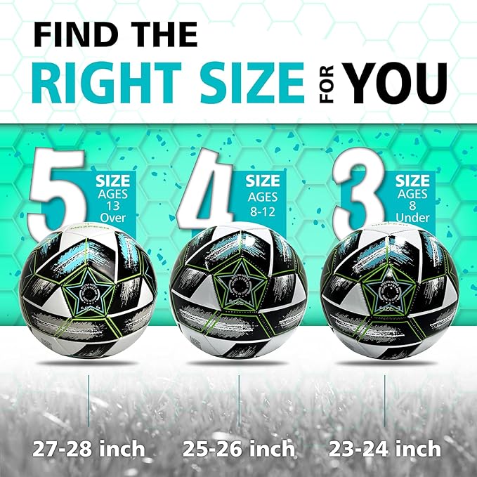 Youth Soccer Ball Size 4, Kids Outdoor Play Game Training Practice Soccer Ball for Teen Boy Girl Indoor Outdoor with 1 Pump 1 Net Bag and 1 Gift Box