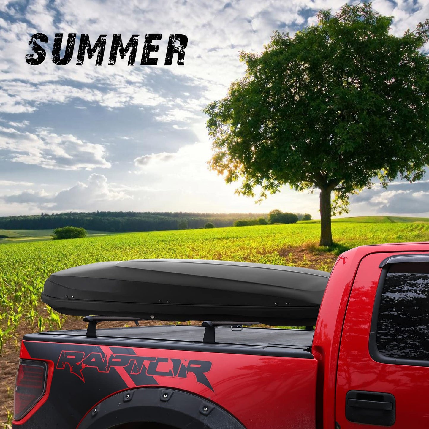 Truck Rack with Two Cross Bars and Four Brackets for Pickup Bed, Universal Aluminum Black Bar Length Adjustable from Min 49” to Max 64” Works with Tonneau Cover that Mounts on Top of Rails