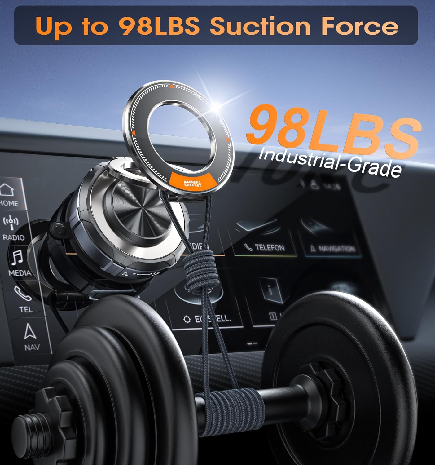 BOCLOUD 360 98 LBS 16 15 14 13 12 Upgraded Suction Cup Phone Mount Zinc Alloy Phone Stand Vacuum Magnetic Car Holder