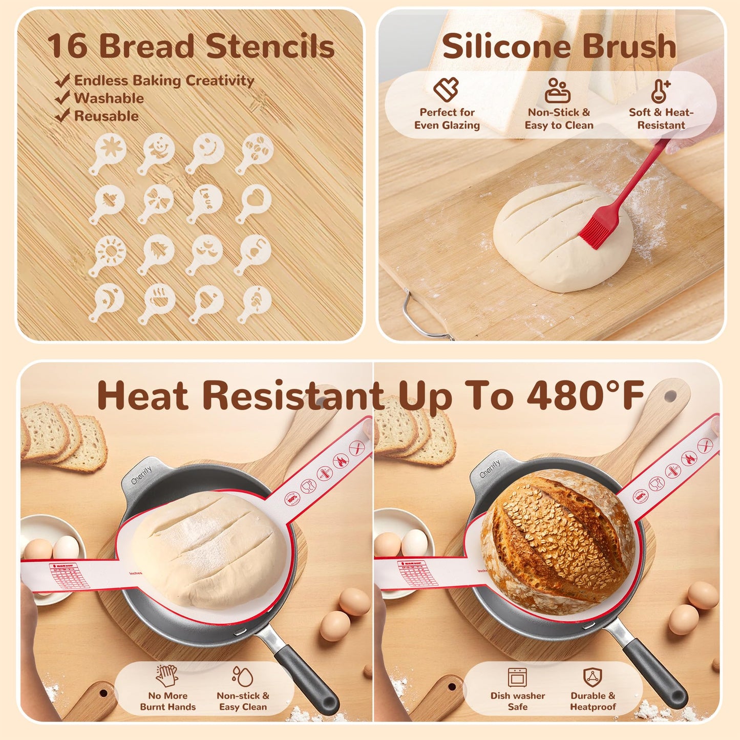 Sourdough Starter Kit, 9" Round and 10" Oval Banneton Bread Baking Supplies, Bread Making Tools Kit, Sourdough Proofing Basket, Sourdough Kit Gifts for Bakers Women Wife Mom