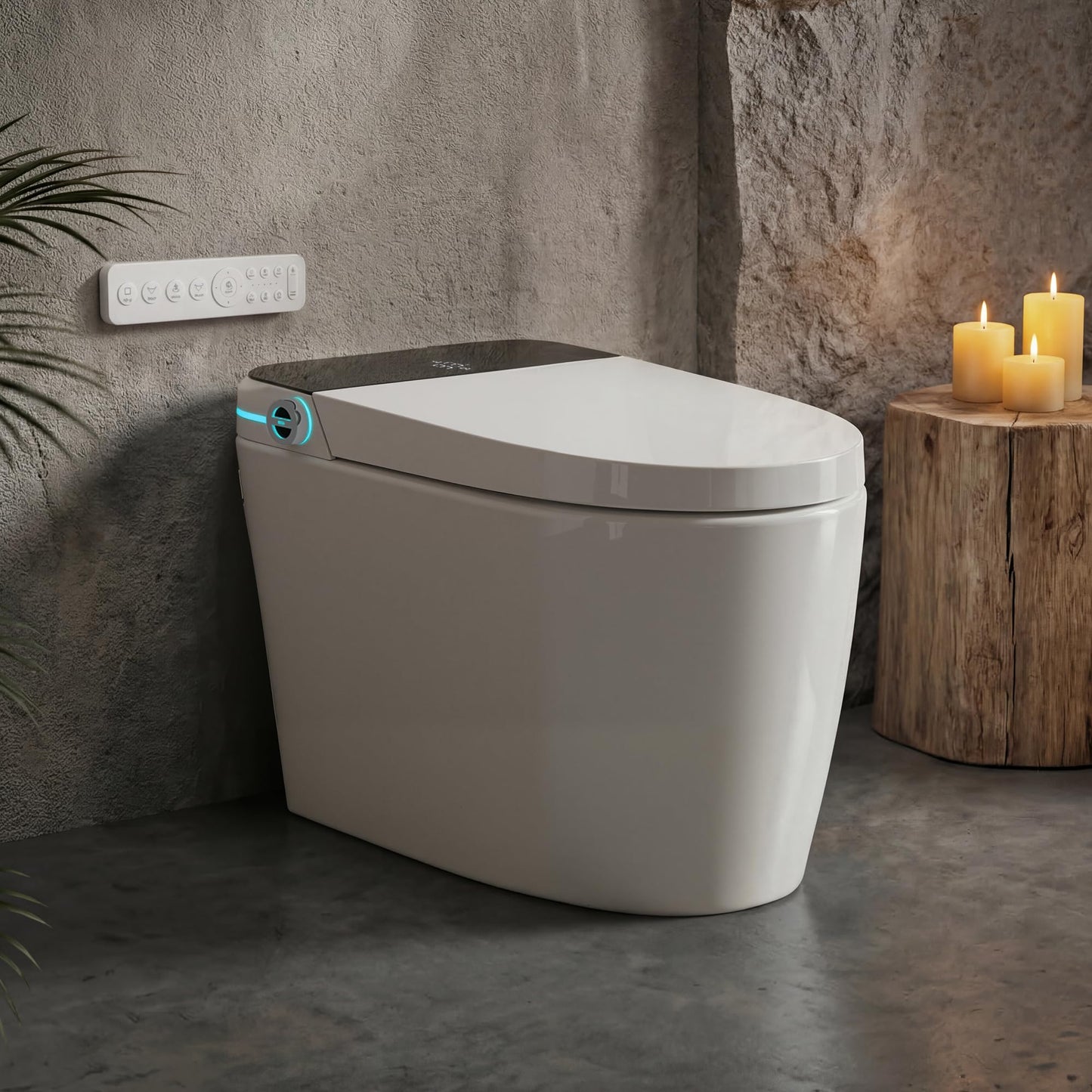 Smart Toilet with Auto Open/Close, Bidet Function, Heated Seat & Dryer, One Piece Elongated Modern Toilet with Foam Shield Technology, Heated Seat, Night Light,Tankless Toilets for Bathrooms