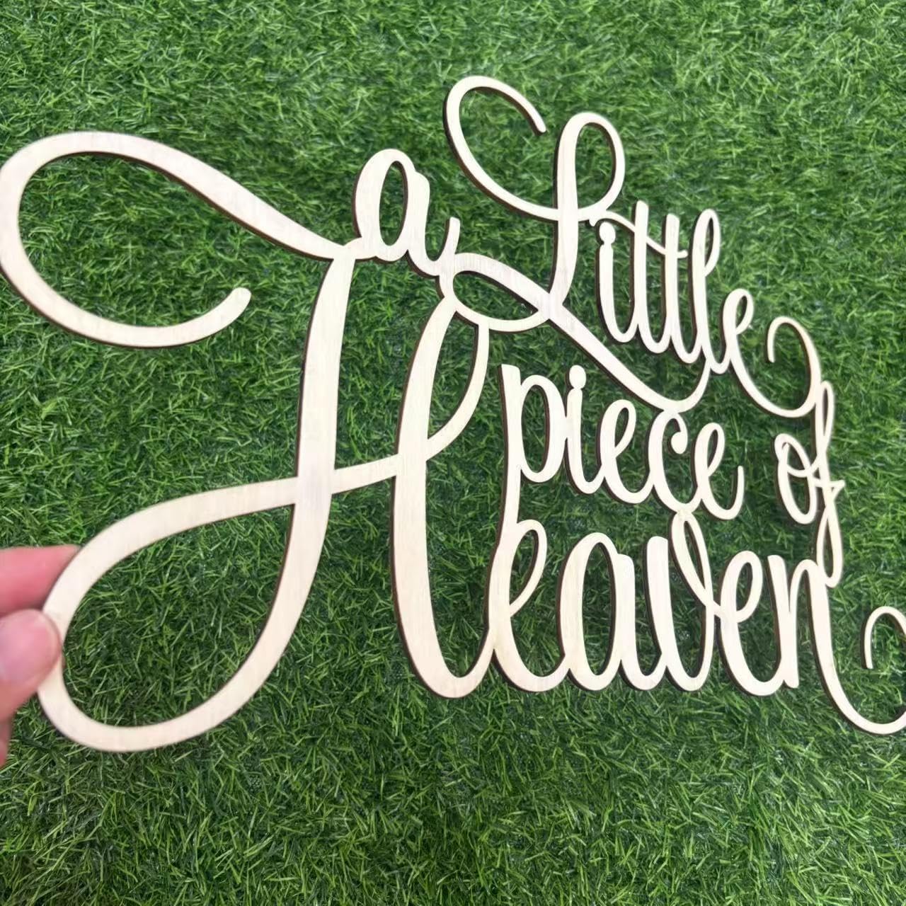 Wooden A Little Piece of Heaven - Baby Shower Decorations | Heaven Theme Birthday Wall Decor