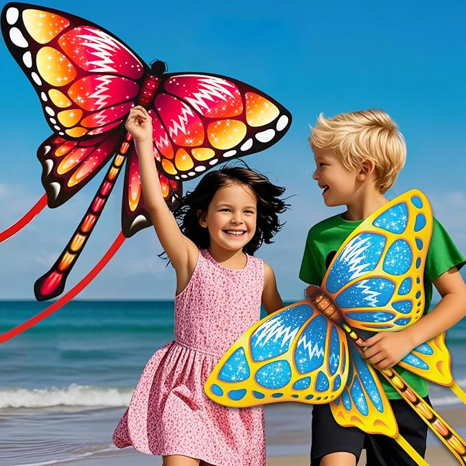 Kite for Kids Ages 3-5 4-8 & Adults, Flying Toys| Beach Toys| Outdoor Toys, Easy to Fly Butterfly Kites with Handle and 328FT Kite String, Large Kites for Boys Girls Birthday Gifts Party Favor Games