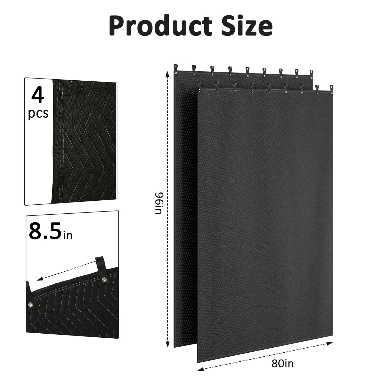 petour Soundproof Blanket for Door 4PCS, 96" x 80" Heavy Duty Acoustic Sound Dampening Blanket with Metal Grommets, Noise Reduction & Light Blocking for Studio, Room, Basement (96" x 80")