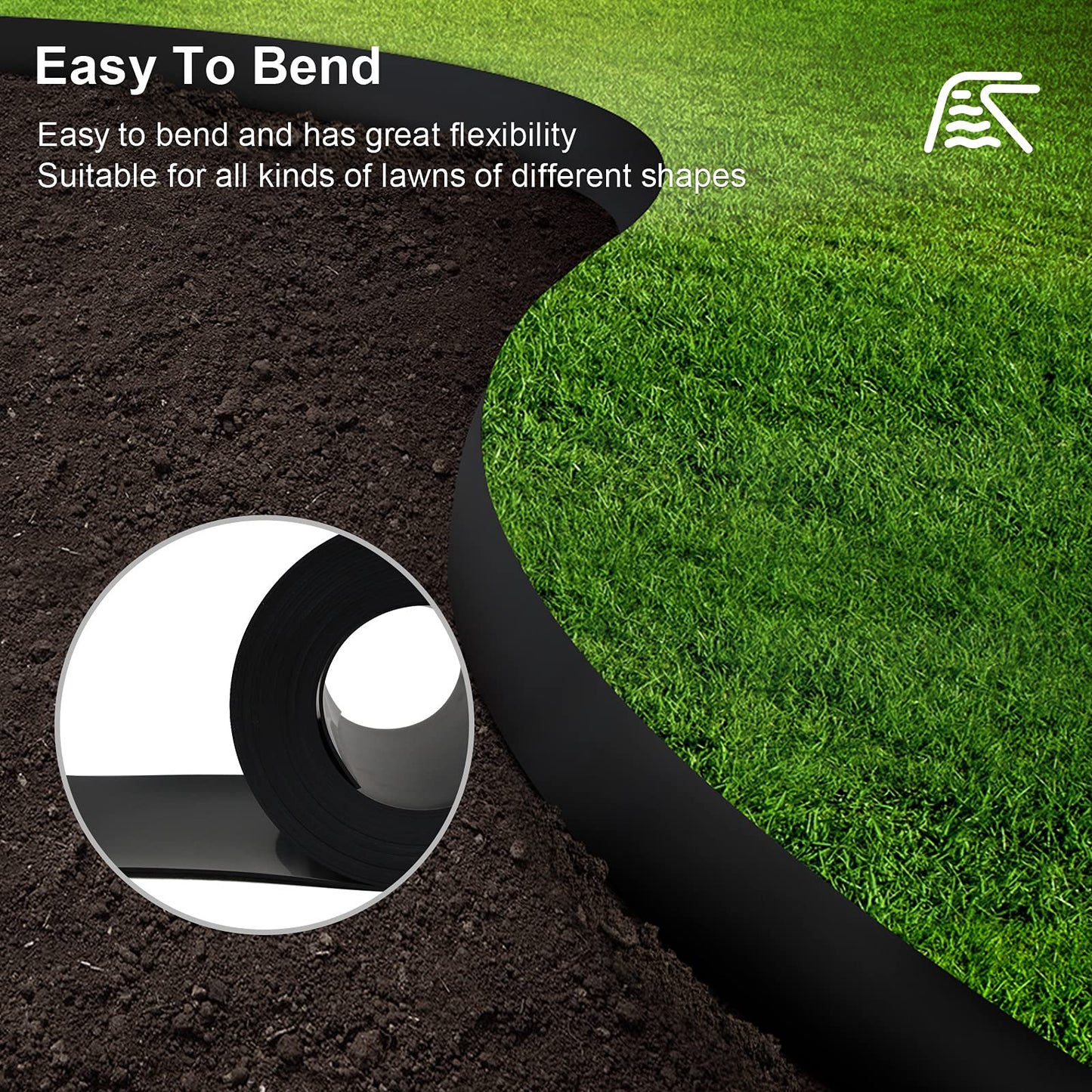 12 Gauge 40 Feet Grass Weed Barrier Landscape Edging 10 inch Depth Flexible Border Roll Lawn Landscape Garden Edging for Backyard Driveway Path Sidewalk