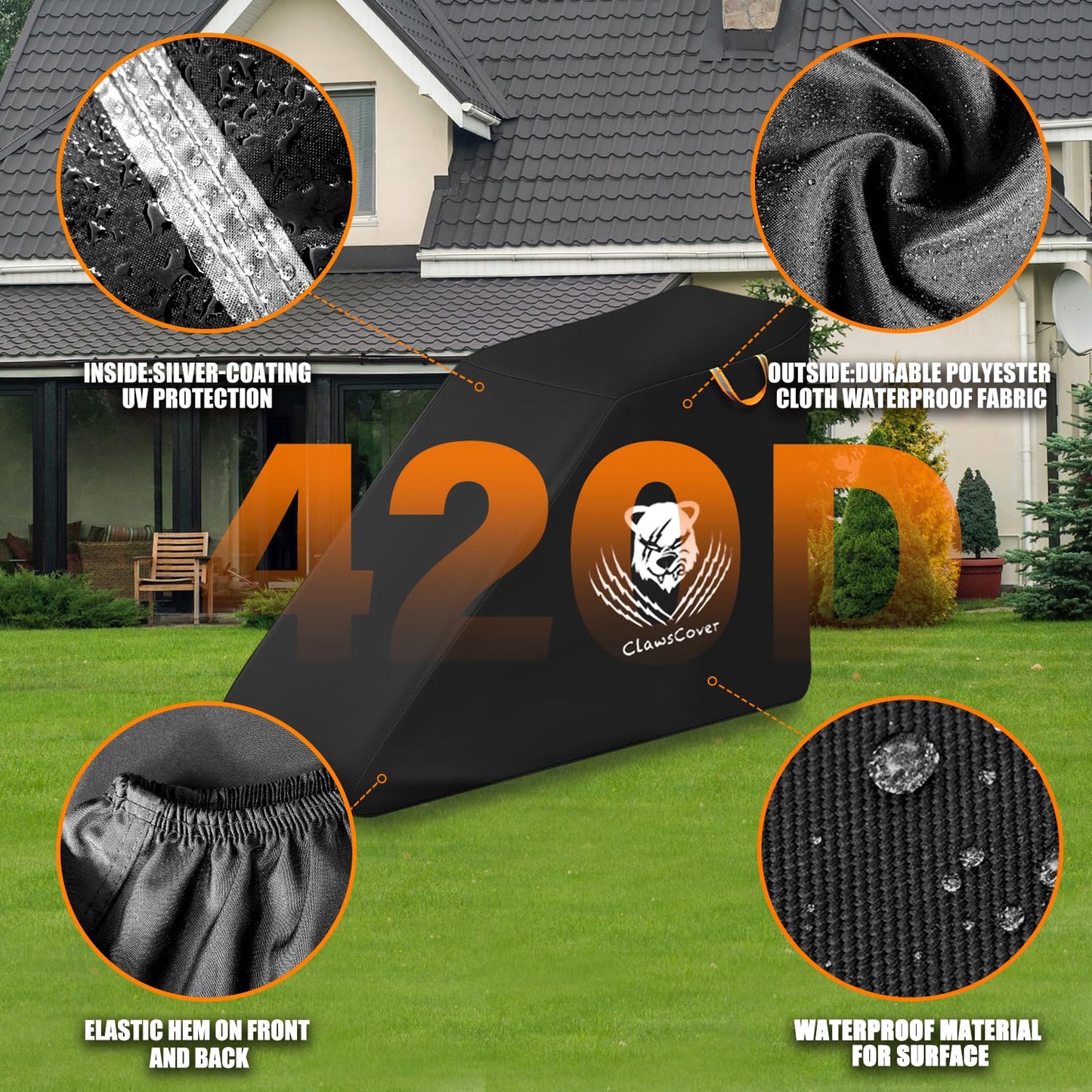 ClawsCover Unfolding Treadmill Cover Waterproof Dustproof Running Machine Cover Exercise Workout Equipment Protective with Night Relfective Handle,Elastic Hem,for Home Gym Indoor Outdoor Use,Black