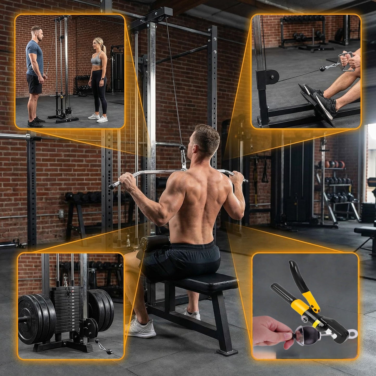FOLUXING 32.8Ft All-in-One Cable Replacement Kit, 5.0mm PU Coated Steel Wire Rope with 17 Pcs Accessories – Upgraded Smooth & Durable Design for LAT Pulldown, Low Row, Home Gym Machine