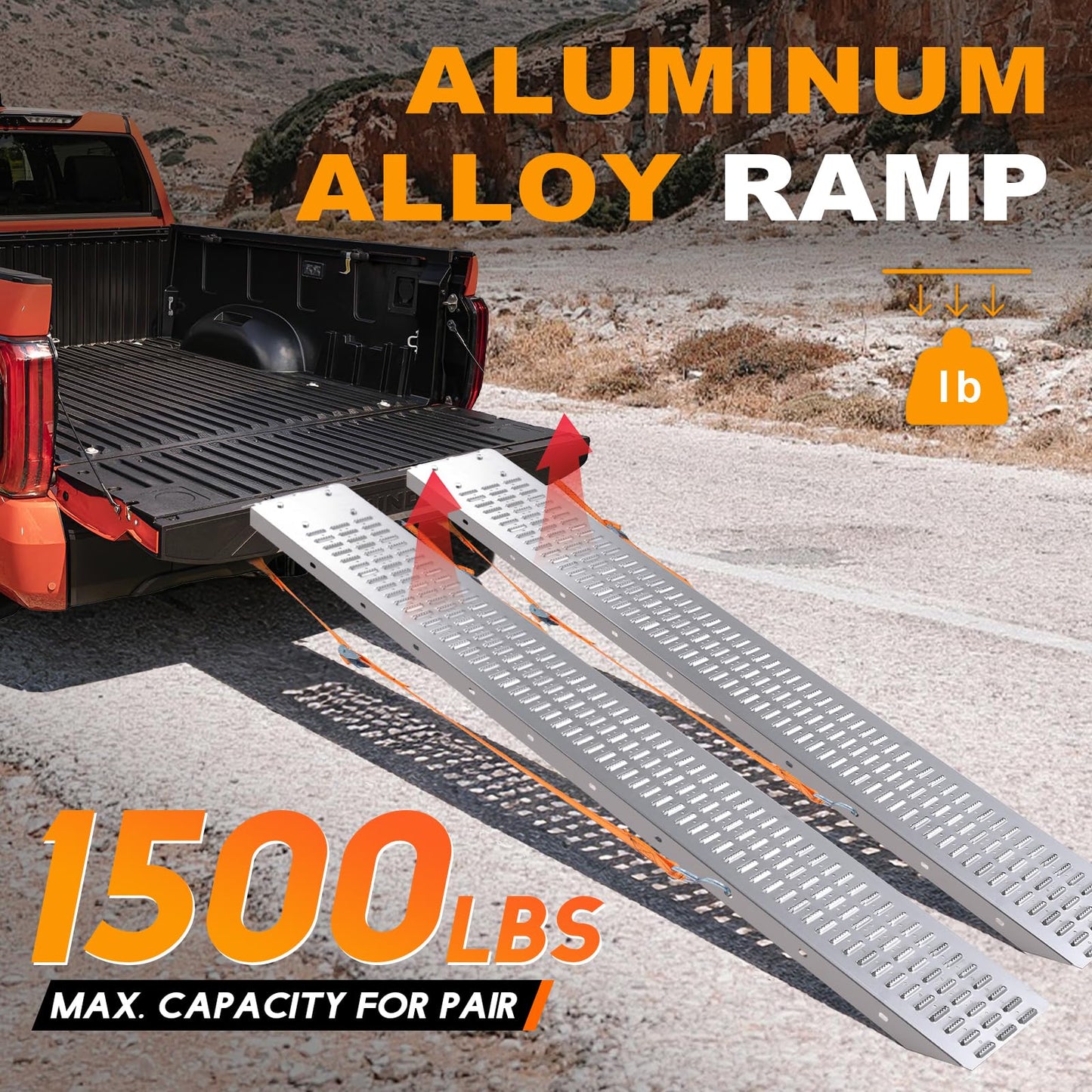 Arejonner Heavy Duty 1500LBS Loading Ramp 2-Pack, 71" Long 8.86" Wide Steel Ramp for Hand Truck, Motorcycle, Bicycle & ATV