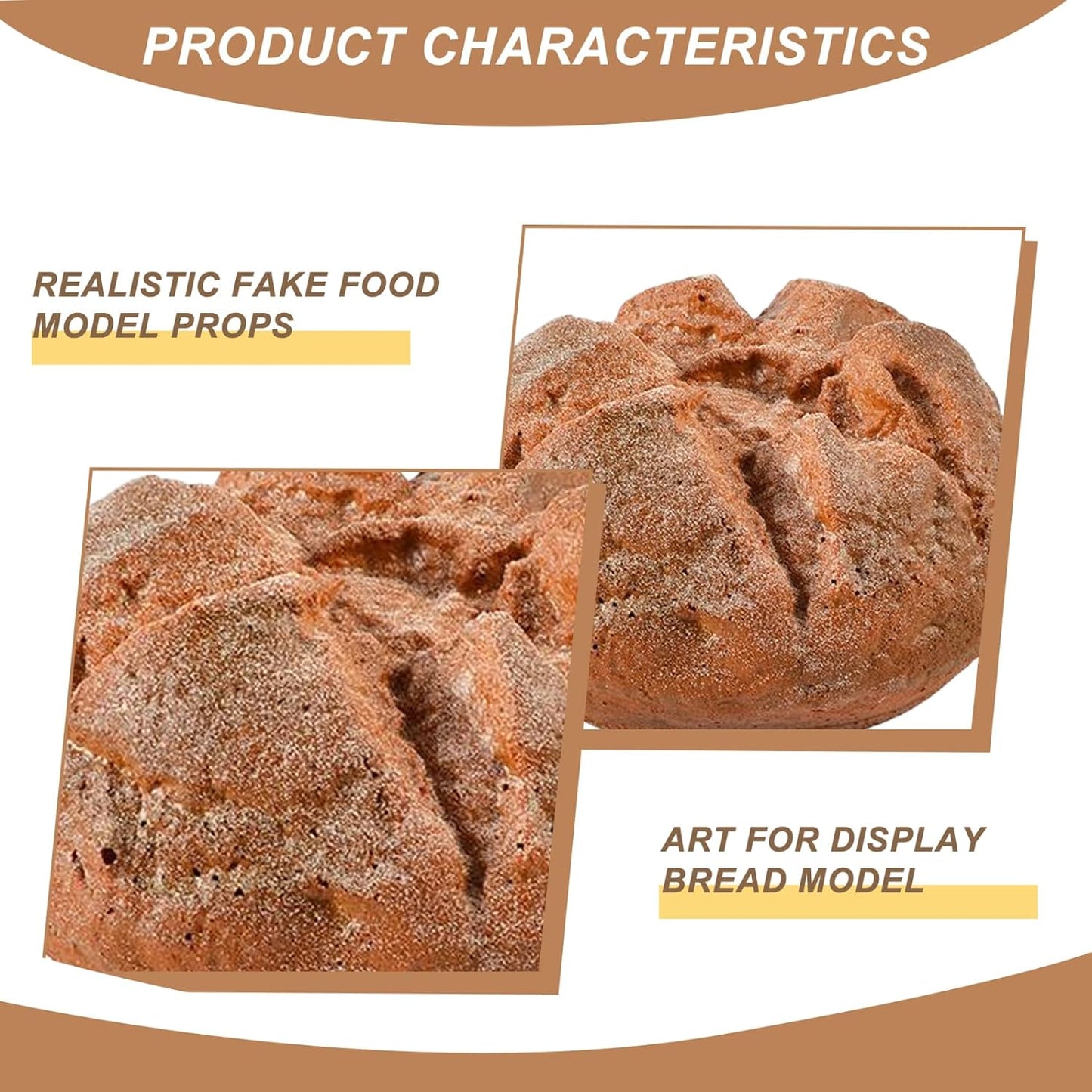 Hbbgdiy 2PCS 6x3.2 Inch, Realistic PU Bread Artificial Bakery Display & Photography Props for Shop Window, Kitchen Dcor