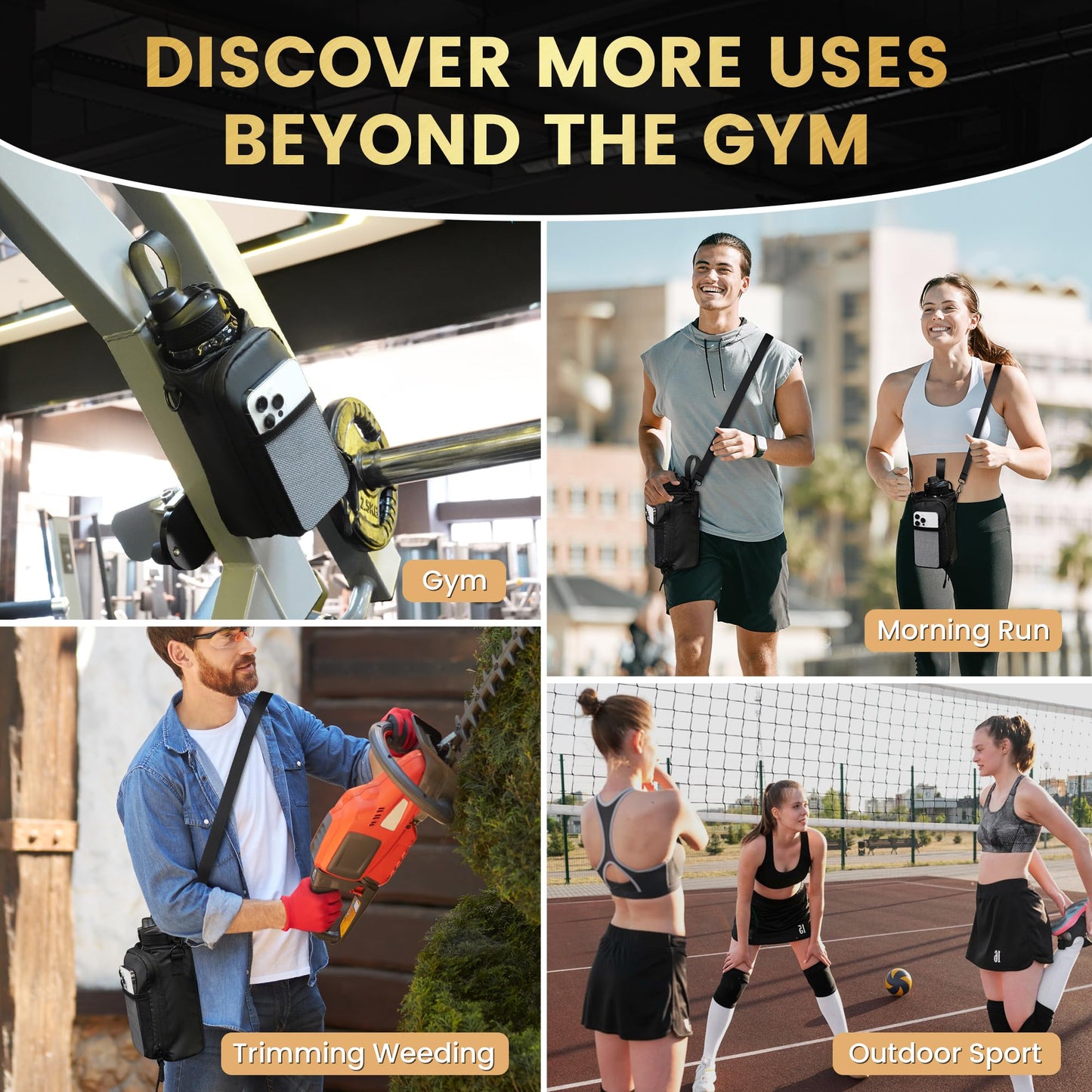 Balency Magnetic Gym Bag for Men, Magnetic Gym Water Bottle Bag, Water Bottle Holder with Phone Pockets, Powerful Magnet Gym Pouch, Magnet Crossbody Bags, Gym Accessories for Women