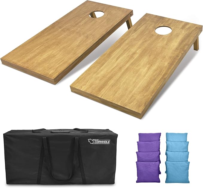 GoSports 4 ft x 2 ft Regulation Size Wooden Cornhole Boards Set - Includes Carrying Case - Full Regulation Size Bean Bag Toss Boards