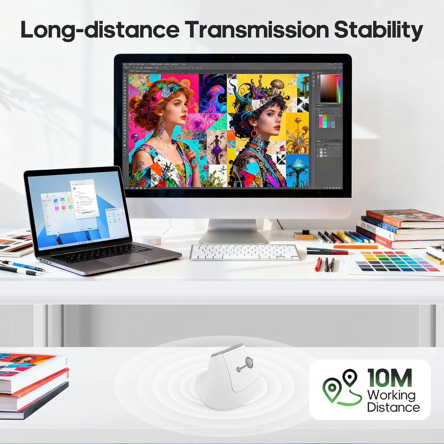 FOPATO 5.0 2.4G Click,60% Pressure,3 Ergonomic Vertical Mouse,Wireless Bluetooth and Mouse,Silent Reduced Wrist