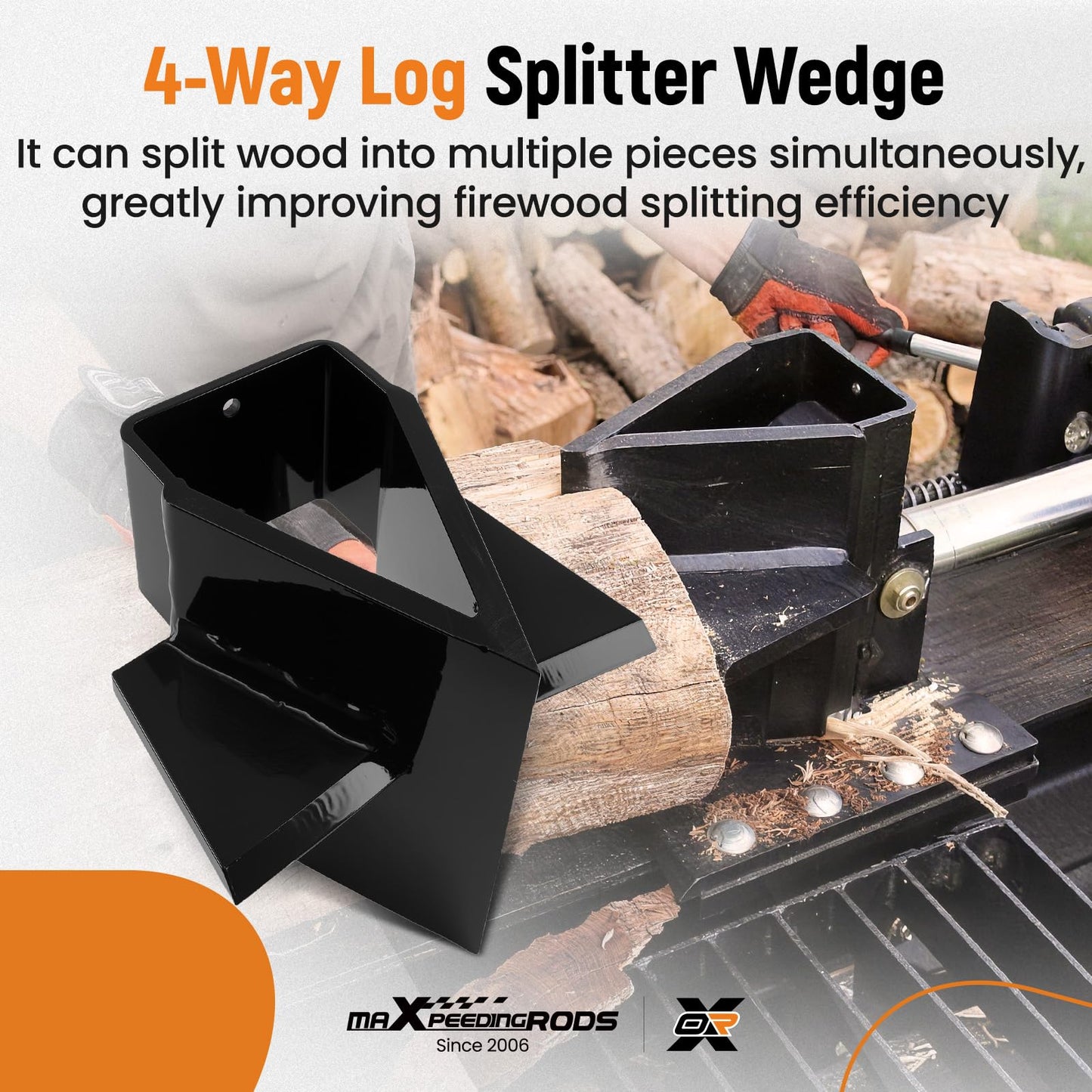 maXpeedingrods 4-Way Log Splitter Wedge for Swisher Branded 22 28 34 ton Log splitters
