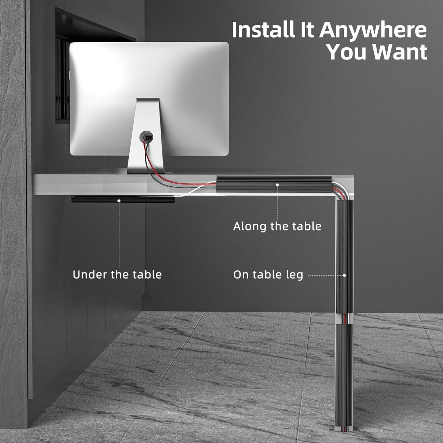 Yecaye 157in Cable Management, Cord Organizer,Easy Install Self-Adhesive Cord Hider, Cable Organizer, Cable Hider