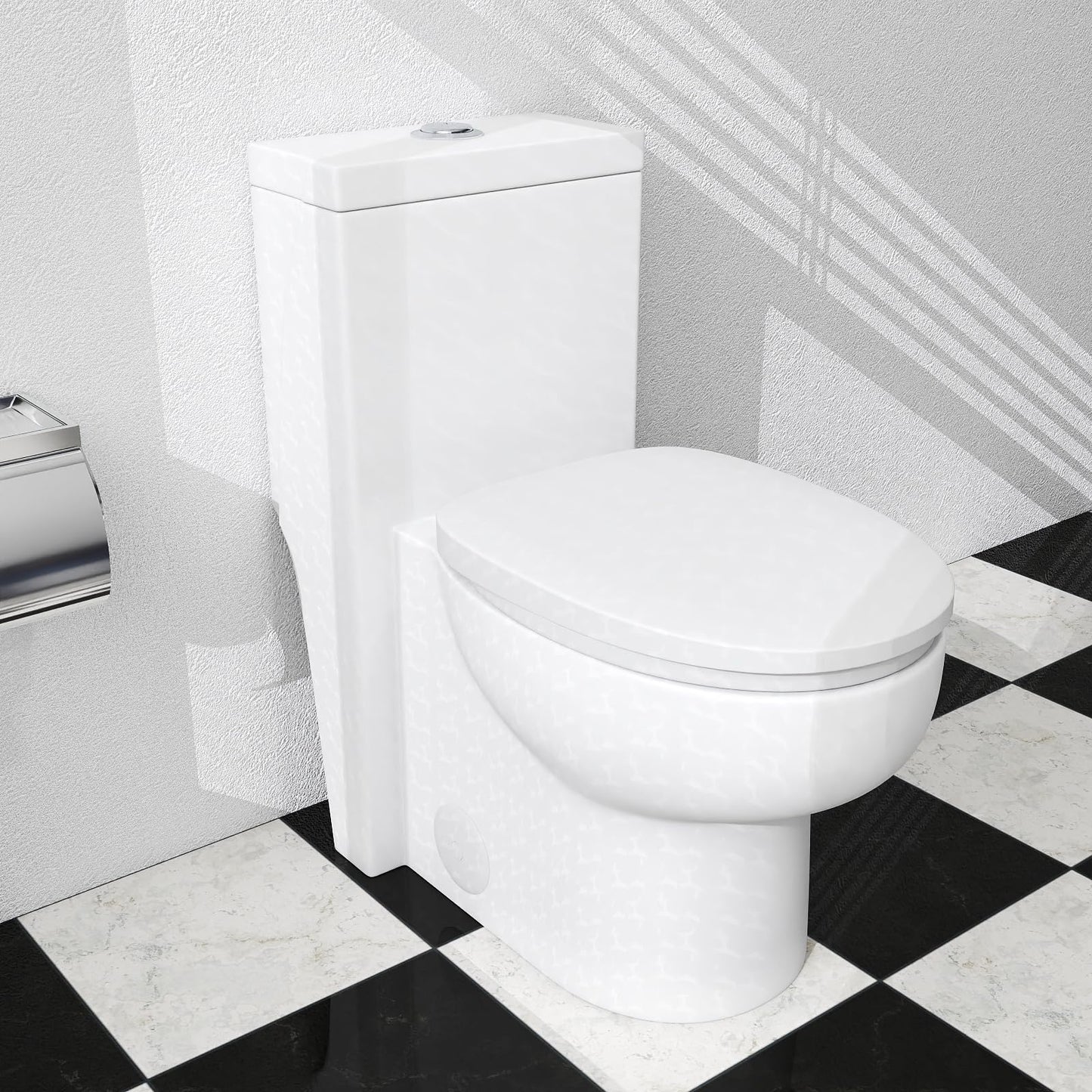 Donsdey One Piece Tolilet- 12 Rough-in Compact Toilet with Dual Flush 1.1/1.6 GPF Water Saving Fully Glazed and Skirted Trapway Easy to Clean Powerful Flush of 1000g MAP