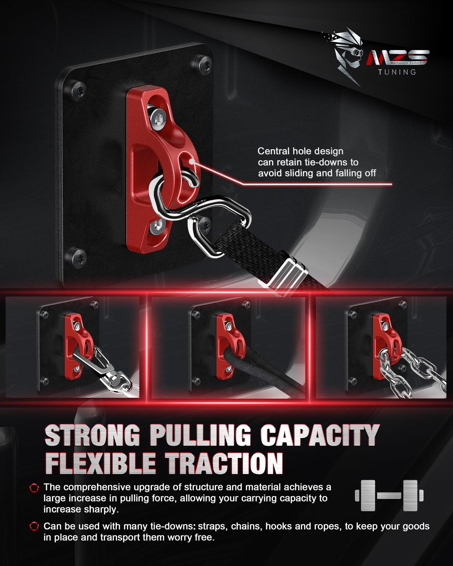 MZS 1" Rear Leveling Lift Kit + Truck Tie Downs Anchors Compatible with 2015+ F250 F350 Super Duty, Pack of 6