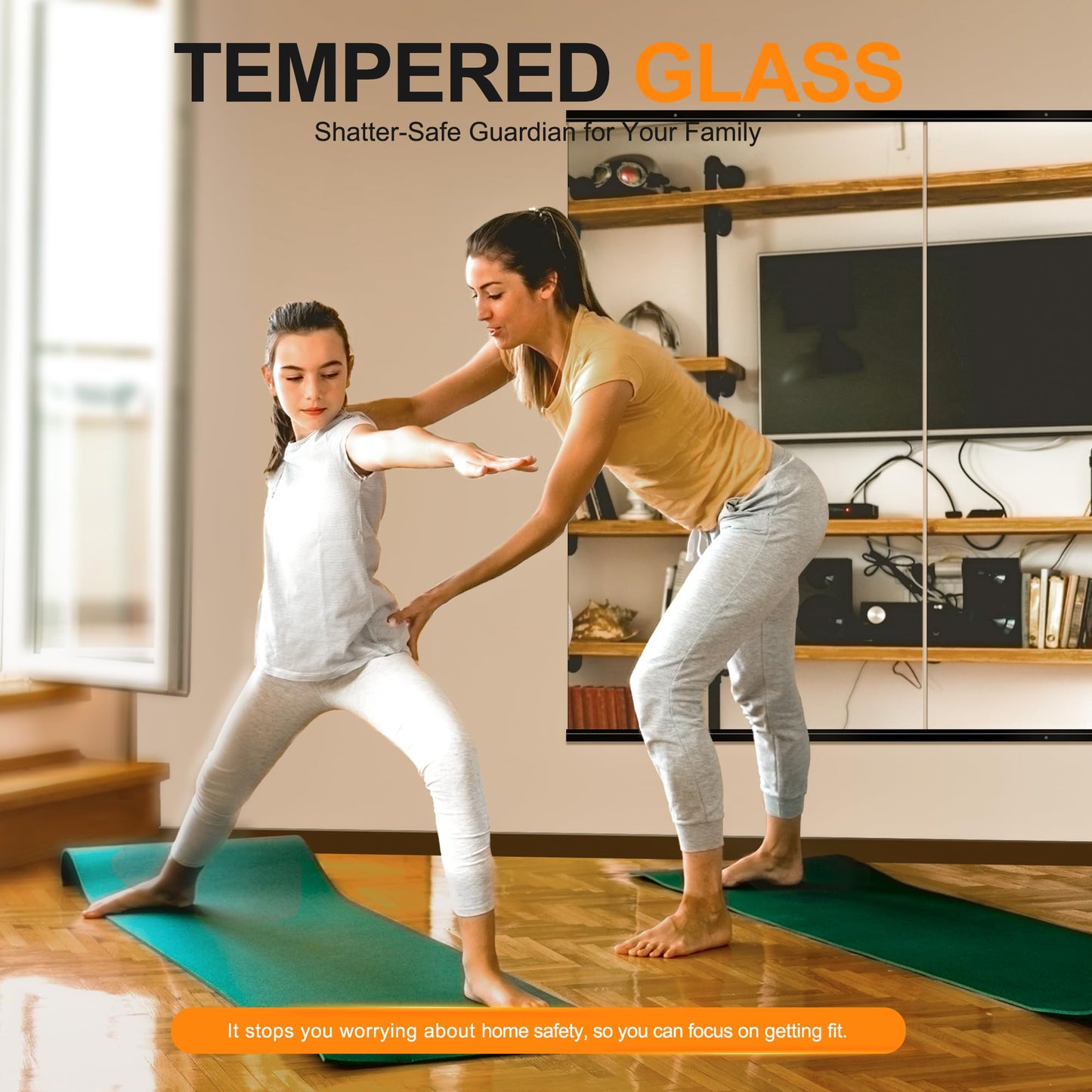 Delma Home Gym Mirror, 48''x28''x2PCS Black Wall Mounted Large Frameless Tempered Glass Wall Mirror for Home Gym, Garage, Bedroom, Bathroom