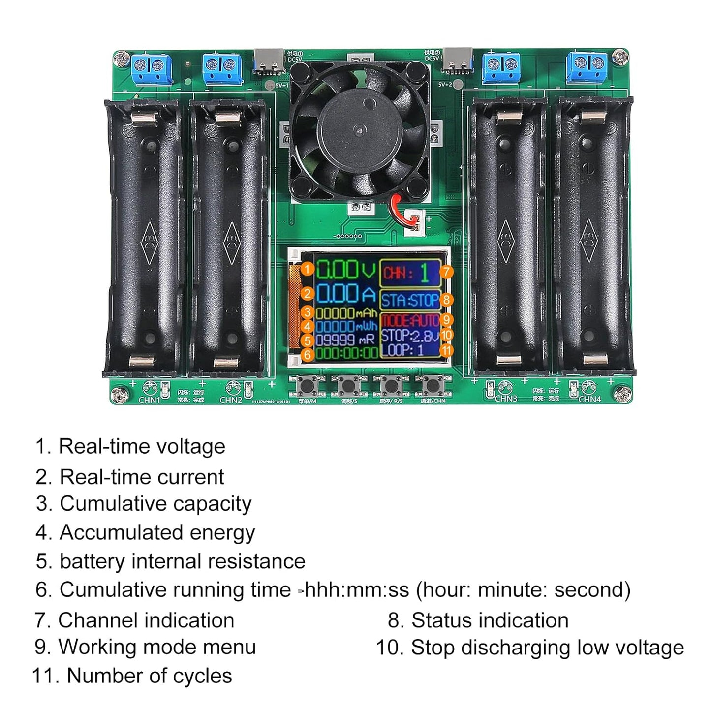 DWEII 1pcs 18650 18650 (4 Lithium Battery Capacity Tester Module MAh MWh Digital Battery Power Detector Module Tester