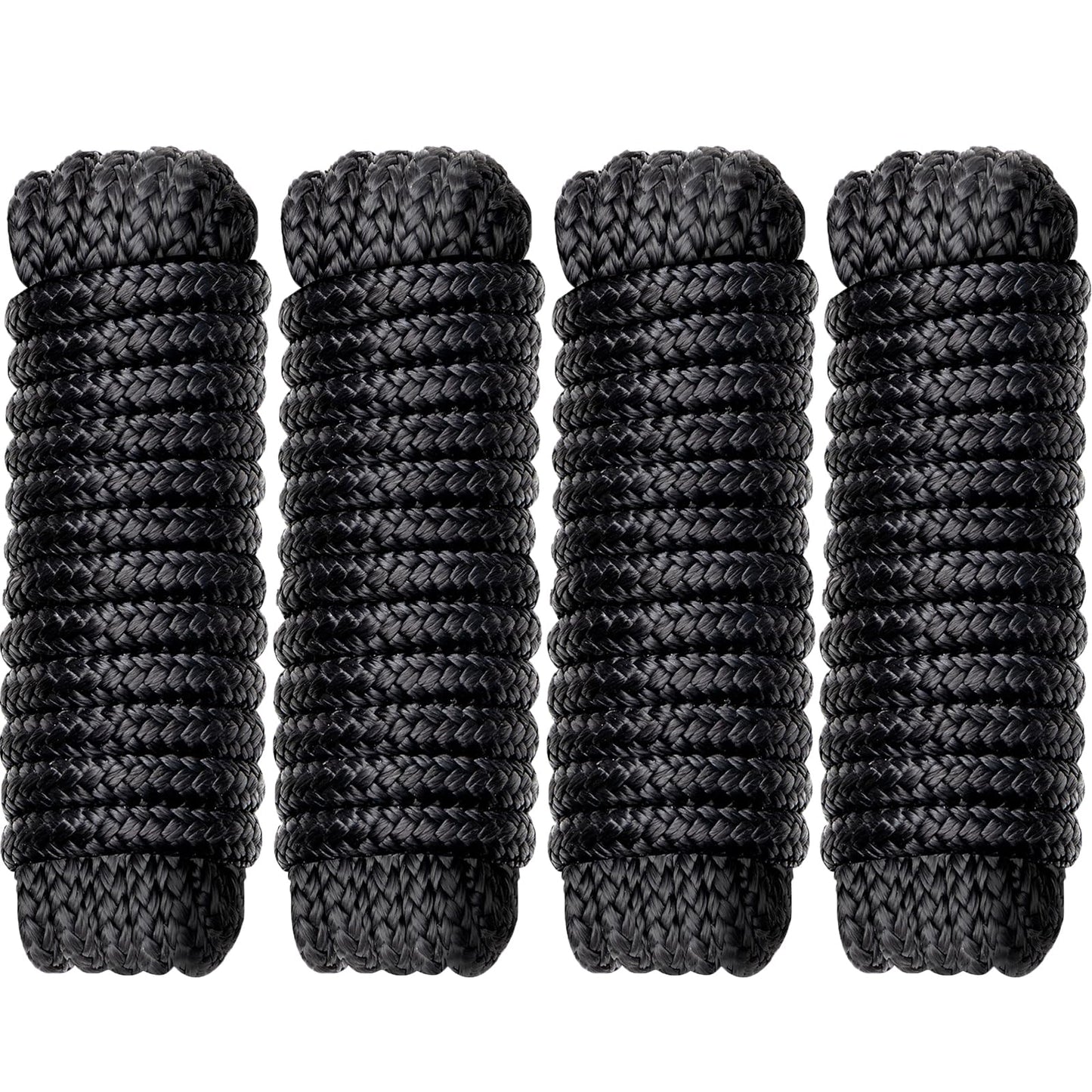 Boat Dock Lines Marine Rope - 5/8" x 15ft with Pre-Spliced 15" Loop Double Braided Nylon Ropes Bumper Tie Mooring Line for Boats Docking Pontoon Boating Accessories - 4 Pack