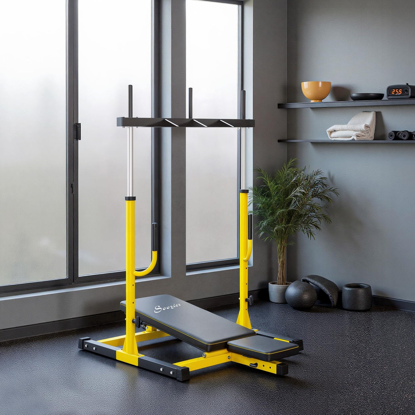 Soozier Vertical Leg Press Machine, 660LBS Capacity, Leg Strength Training Machine with Adjustable Leg, Back, and Head Positions for Home Gym, 1" Standard Plate Compatible, Yellow