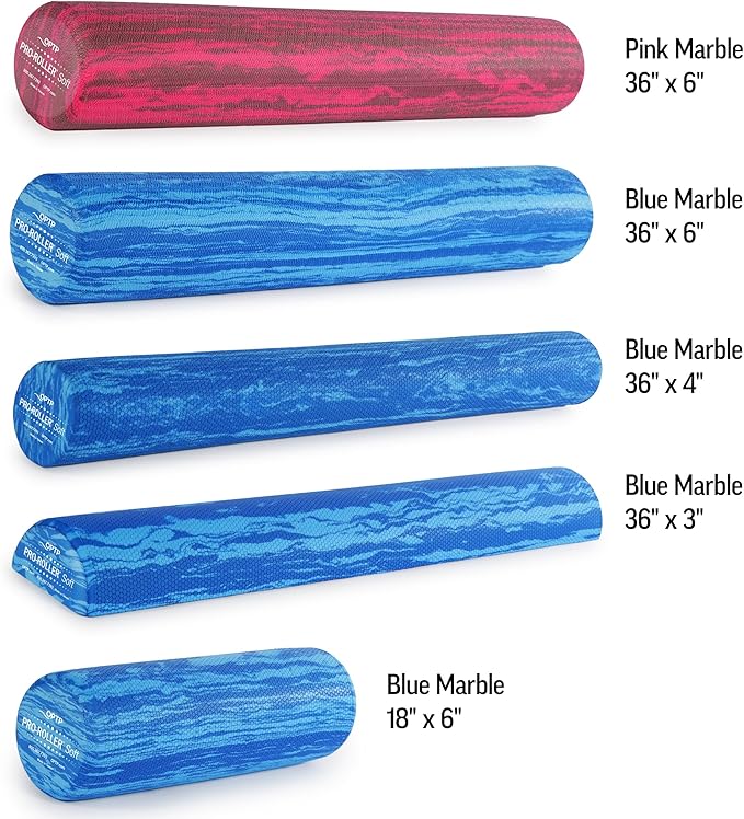 OPTP PRO-Roller Soft Density Foam Roller ??Low Density Soft Foam Roller for Physical Therapy, Pilates, Yoga Foam Roll Exercises, and Muscle Recovery - Pink 36" x 6"