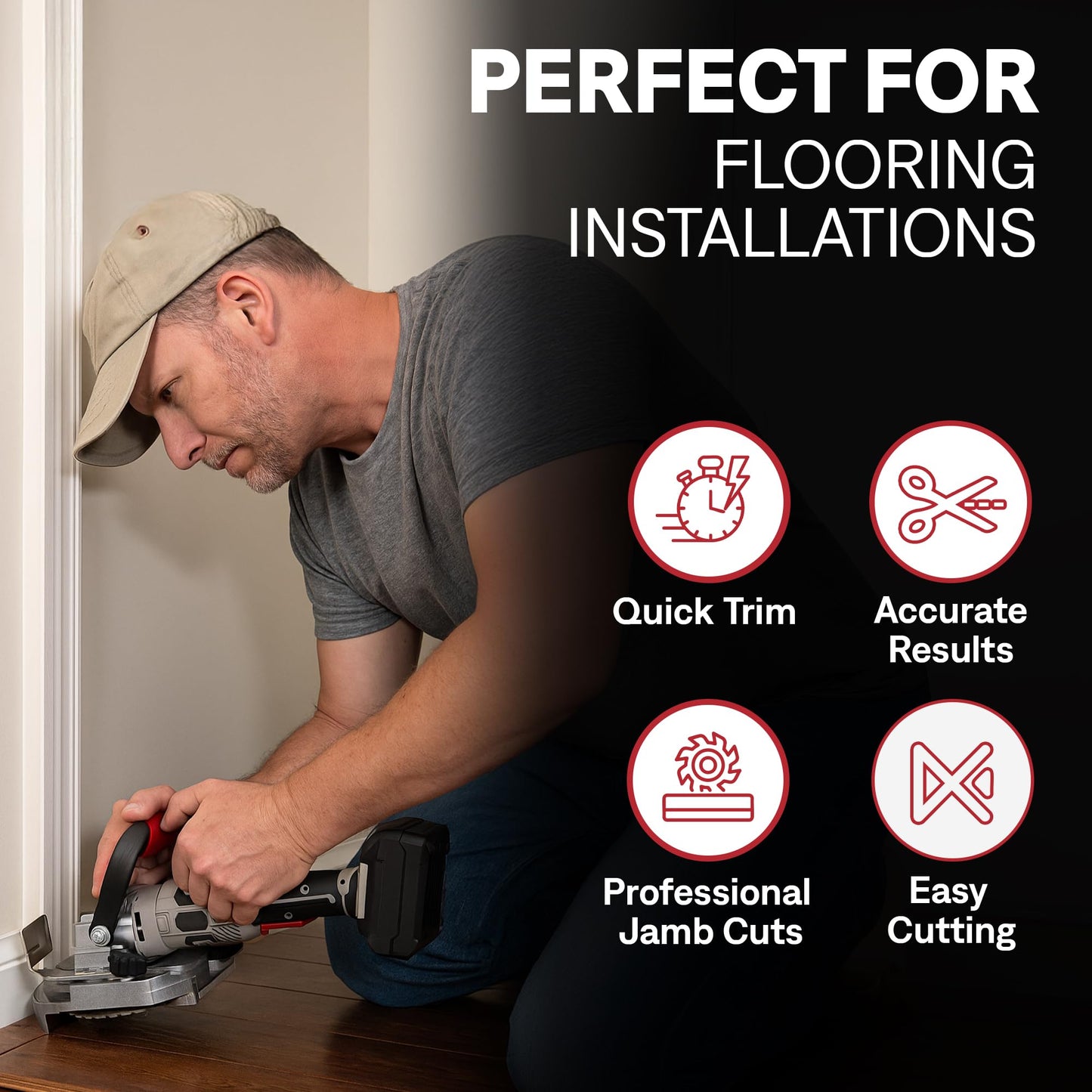 ToolTech 20V Cordless Undercut Saw Kit, 8000 RPM Jamb Saw With 4.0mAh Battery and Charger Included, For Door Jambs, Trim, Baseboard Precision Cuts and Flooring