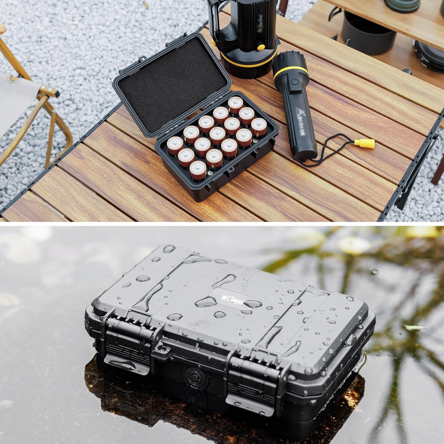 KIWIFOTOS 15 IP67 LR14 Slots C Battery Organizer Storage Case Heavy Duty Waterproof C Cell Alkaline Batteries Holder