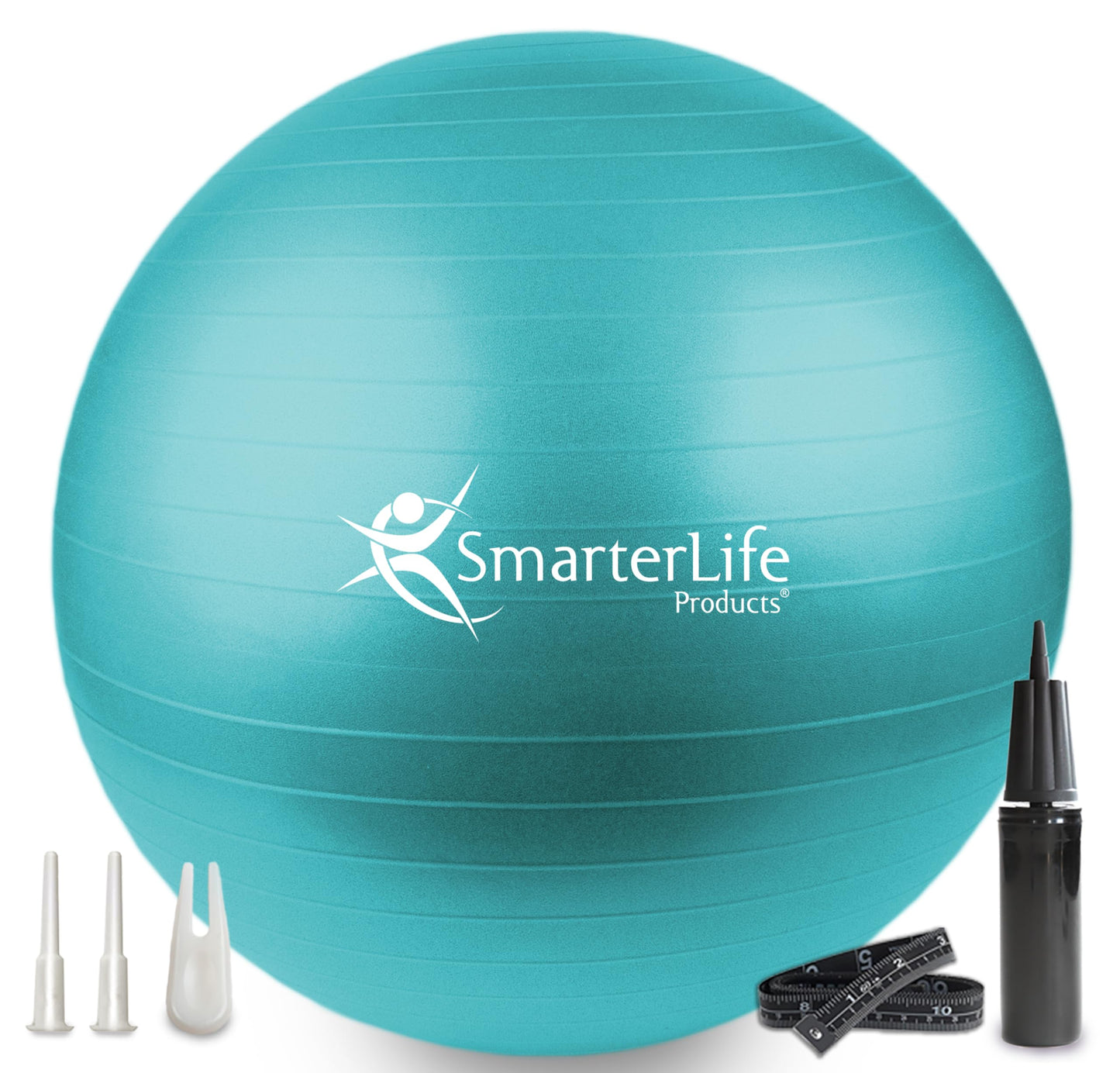 SmarterLife Exercise Ball Yoga Ball for Fitness, Balance, Stability, or Pregnancy, Gym Ball for Core Workout, Physical Therapy, Yoga Ball Chair for Office, Anti-Slip Anti-Burst (45cm, Turquoise)
