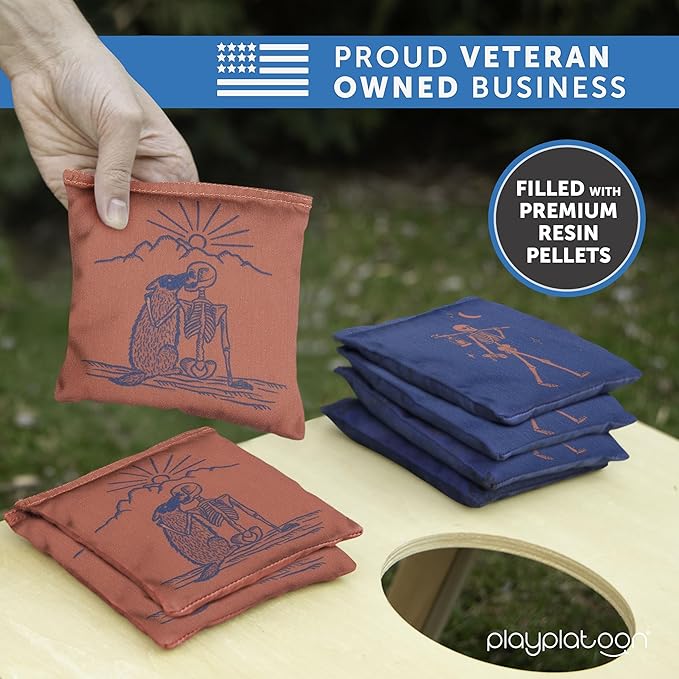 Professional Cornhole Bags - Set of 8 Regulation All Weather Double Sided - Sticky Side/Slick Side Bean Bags for Pro Corn Hole Game
