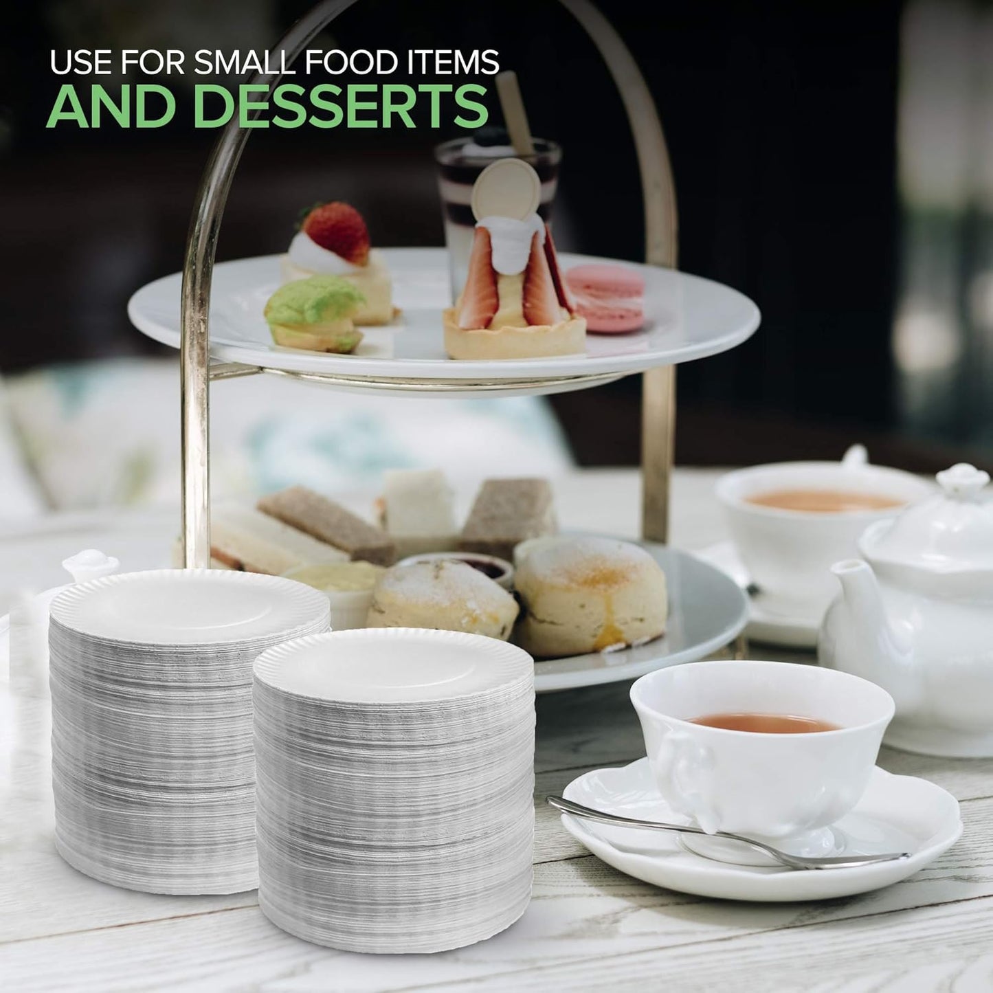 Stock Your Home 6-Inch Paper Plates - Uncoated Disposable Dessert Plates, White, 100 Count