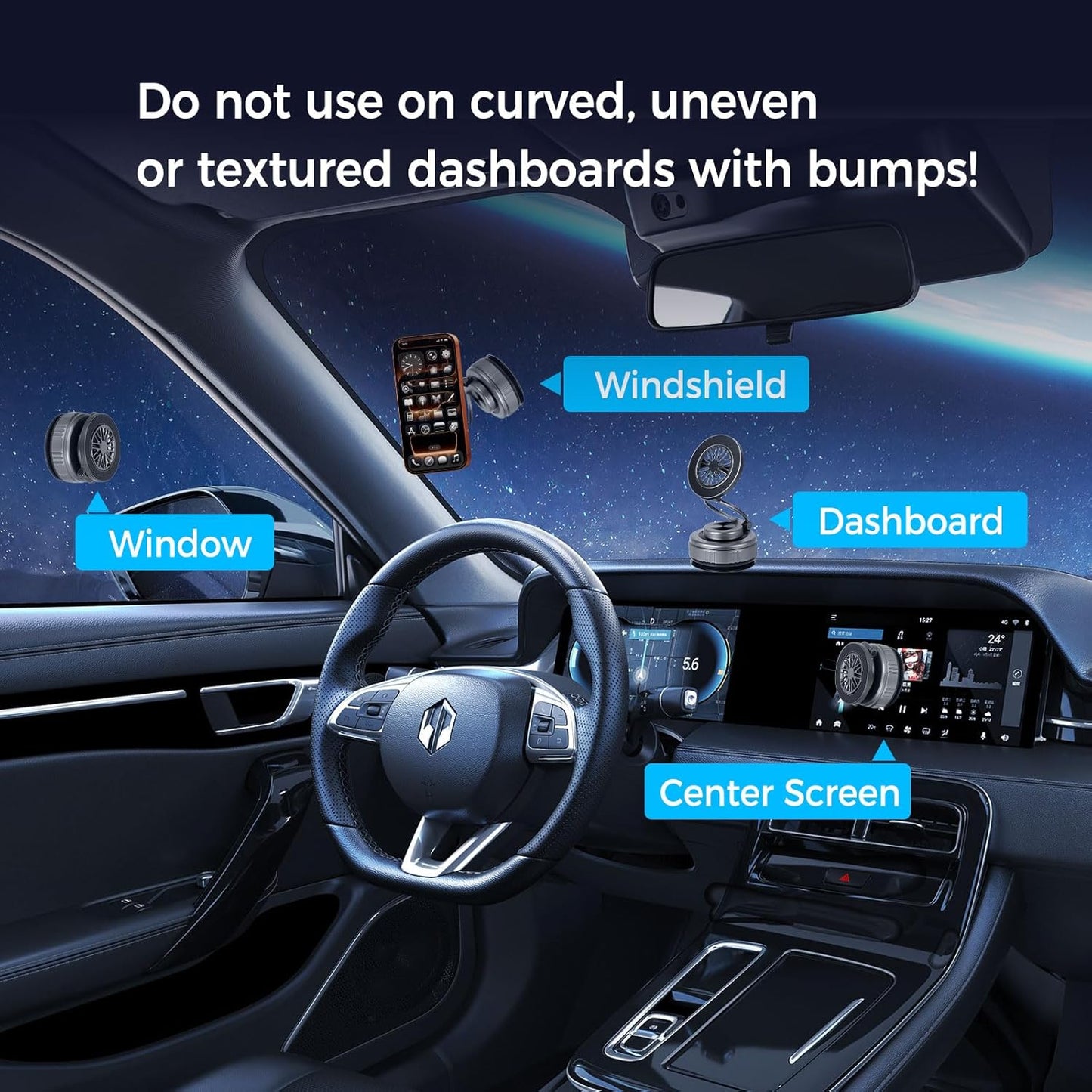 CORLAGOON 2026 360 17 16 15 14 13 12 Upgraded Nano Gel Vacuum Magnetic Car Phone Holder,Reinforced Ultra Suction Cup