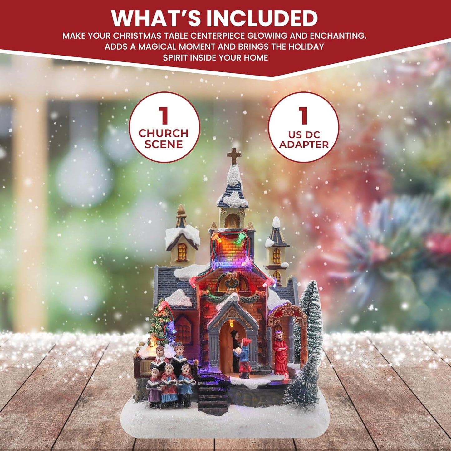 Regine Switzerland Christmas Village Church Scene - Animated Pre-Lit Musical Winter Display | Perfect Holiday Decoration