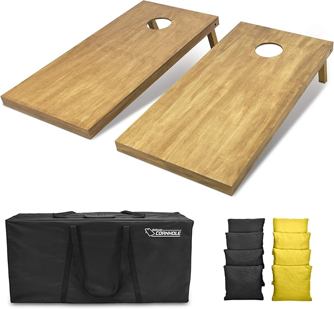 GoSports 4 ft x 2 ft Regulation Size Wooden Cornhole Boards Set - Includes Carrying Case - Full Regulation Size Bean Bag Toss Boards