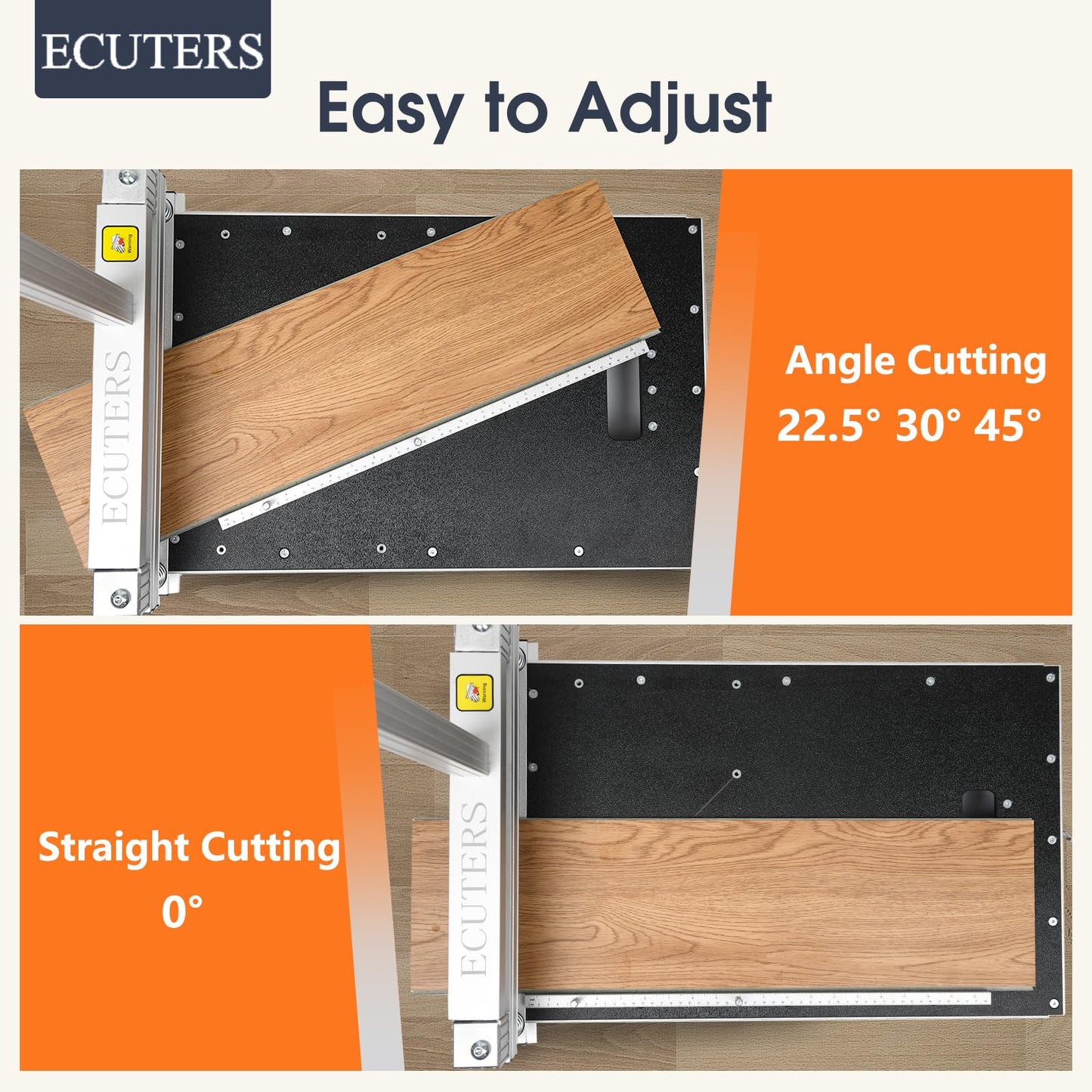 ECUTERS 13“ Laminate Floor Cutter with Wheels, Heavy Duty Vinyl Floor Plank Cutter, Adjustable Angle Length Cutting 17mm Thick LVP SPC WPC Engineered Wood