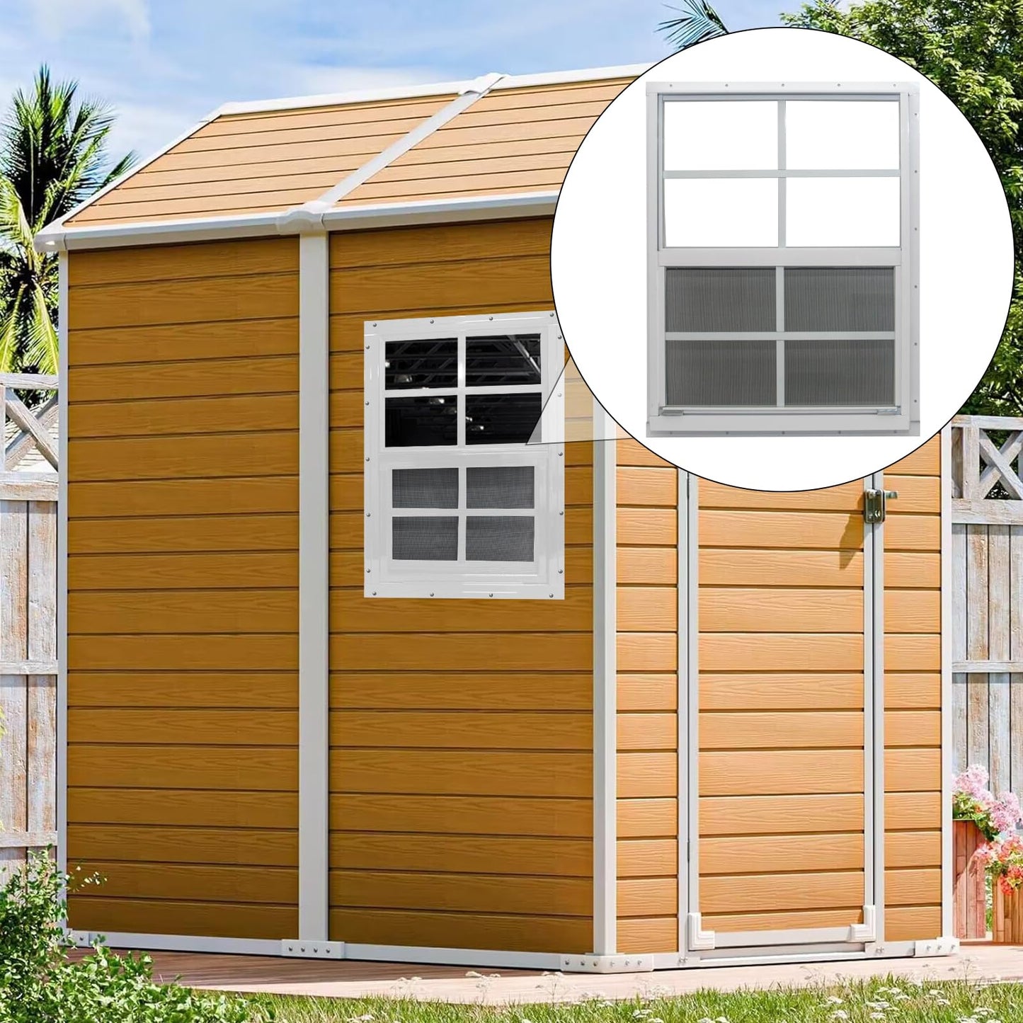 NeatiEase 2 Pack Shed Window, 24" x 36" Flush Mount Window with Tempered Glass and Fiberglass Screen for Shed, Chicken Coop, Playhouse, Household, Garage