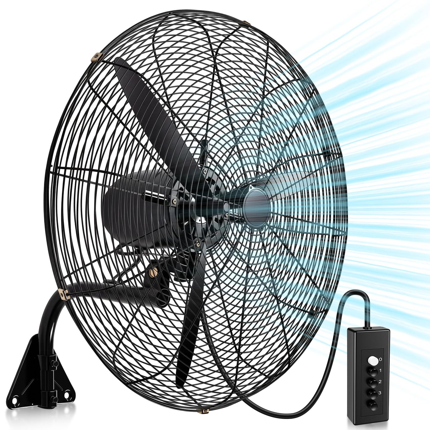 Aurelema 1 Set 27 Inch Industrial Wall Mount Fan Oscillating Heavy Duty Metal 3 Speed Fan, 7500 CFM, with High Velocity Cooling, for Commercial Residential Garage Warehouse Workshops Factory