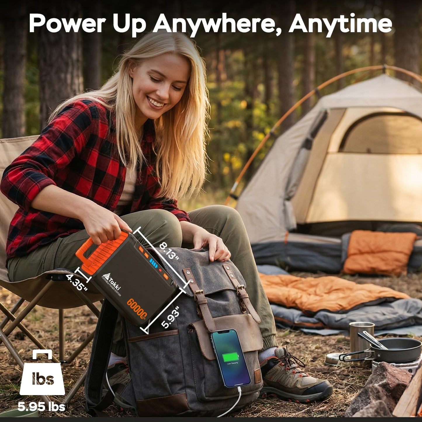 Takki Solar Generator 250W Portable Power Station with 40W Solar Panels 222Wh Pure Sine Wave Camping Lithium Battery Power Pack with AC 110V Outlet for Camping CPAP Home Use Emergency Outdoor