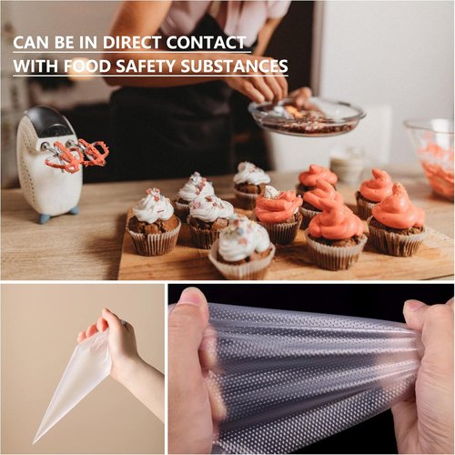 100 Pieces Piping Bags - Anti-Burst 12-Inch Disposable Icing Bags for Cake Decorating | Non-Slip Pastry Bags