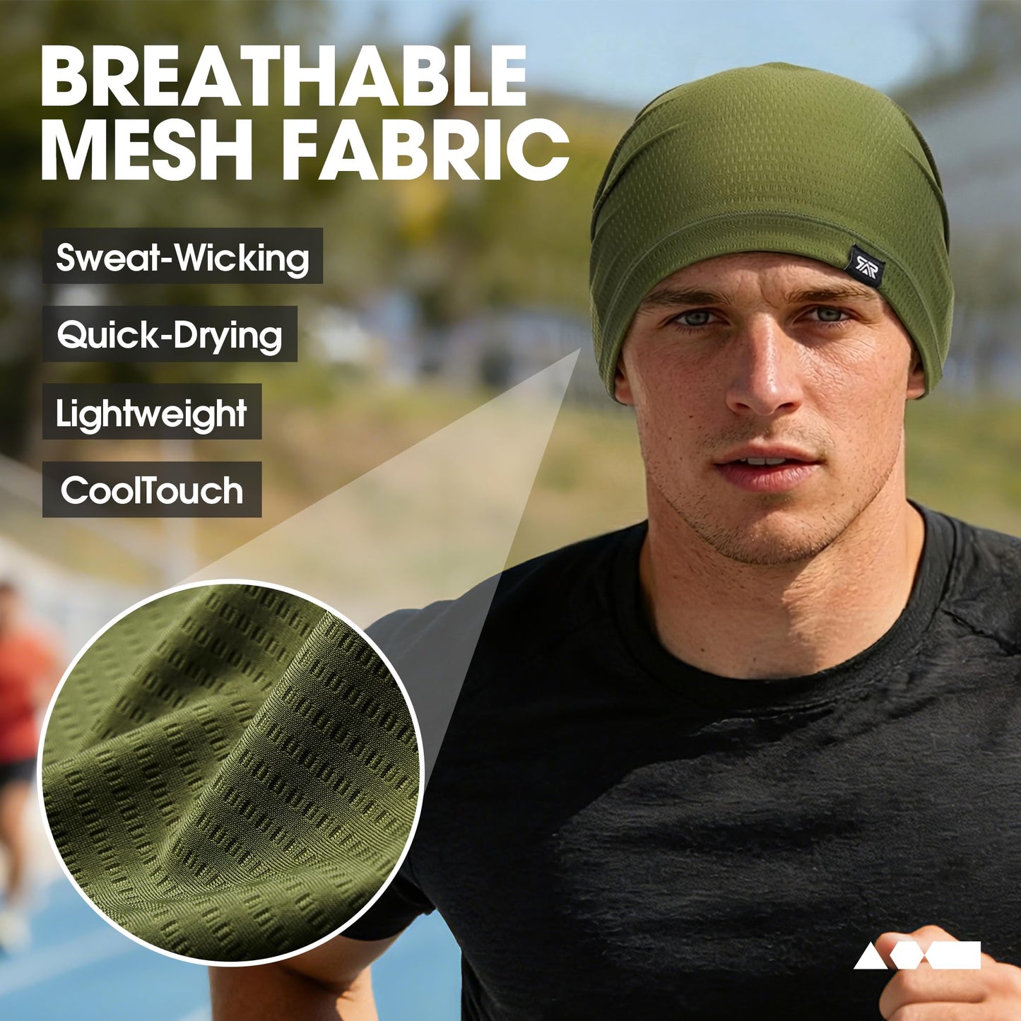 AUSFLUG 2-Pack Cooling Skull Caps for Men Women 3D Mesh Breathable Beanie Helmet Liner Hat for Running Cycling Gym