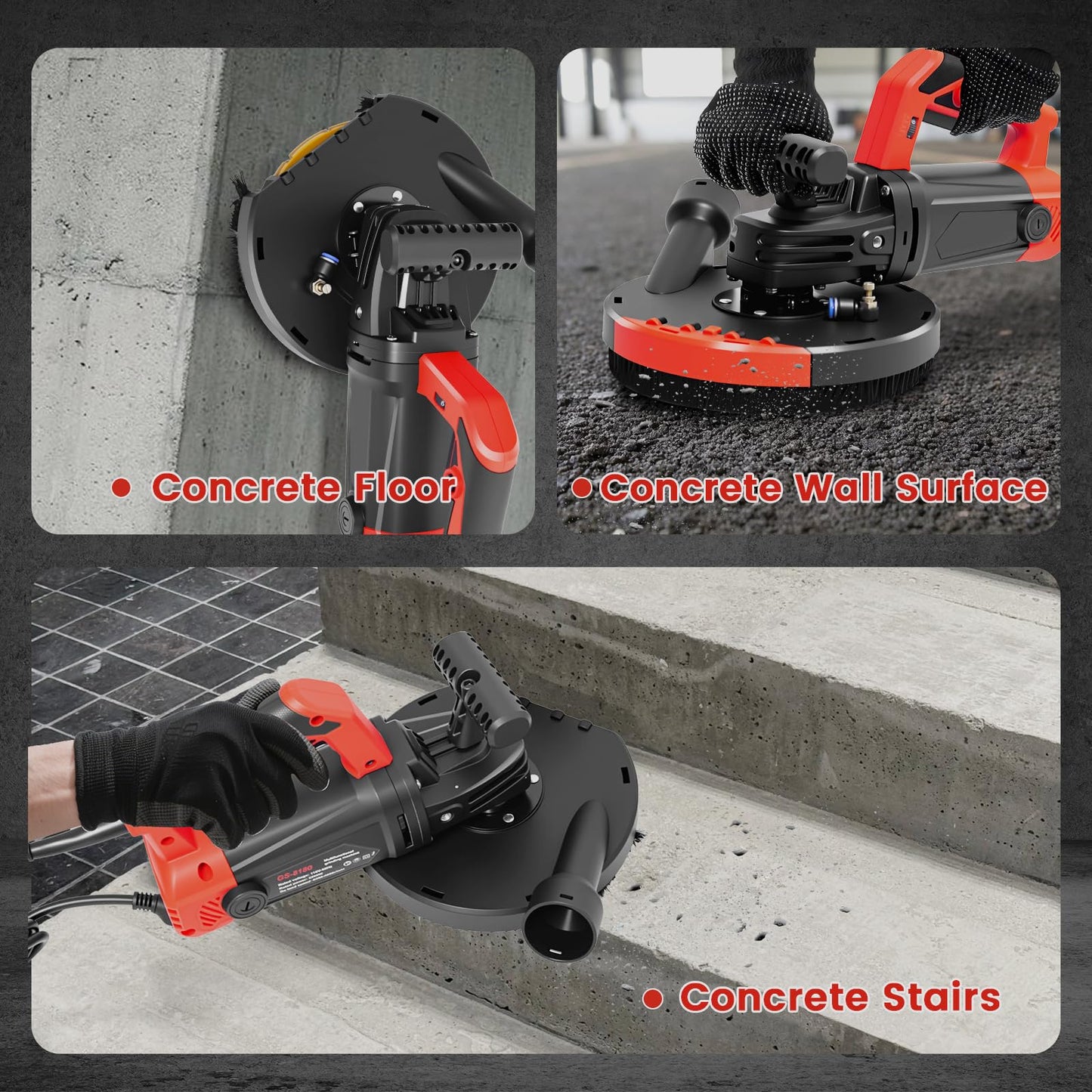 Concrete Grinder Machine, Concrete Floor Grinder, 7 Inch Angle Grinder with Dust Extraction Shroud Auxiliary Handles Diamond Grinding Wheel, 2200W 4800RPM Cement Grinder for Concrete, Wall
