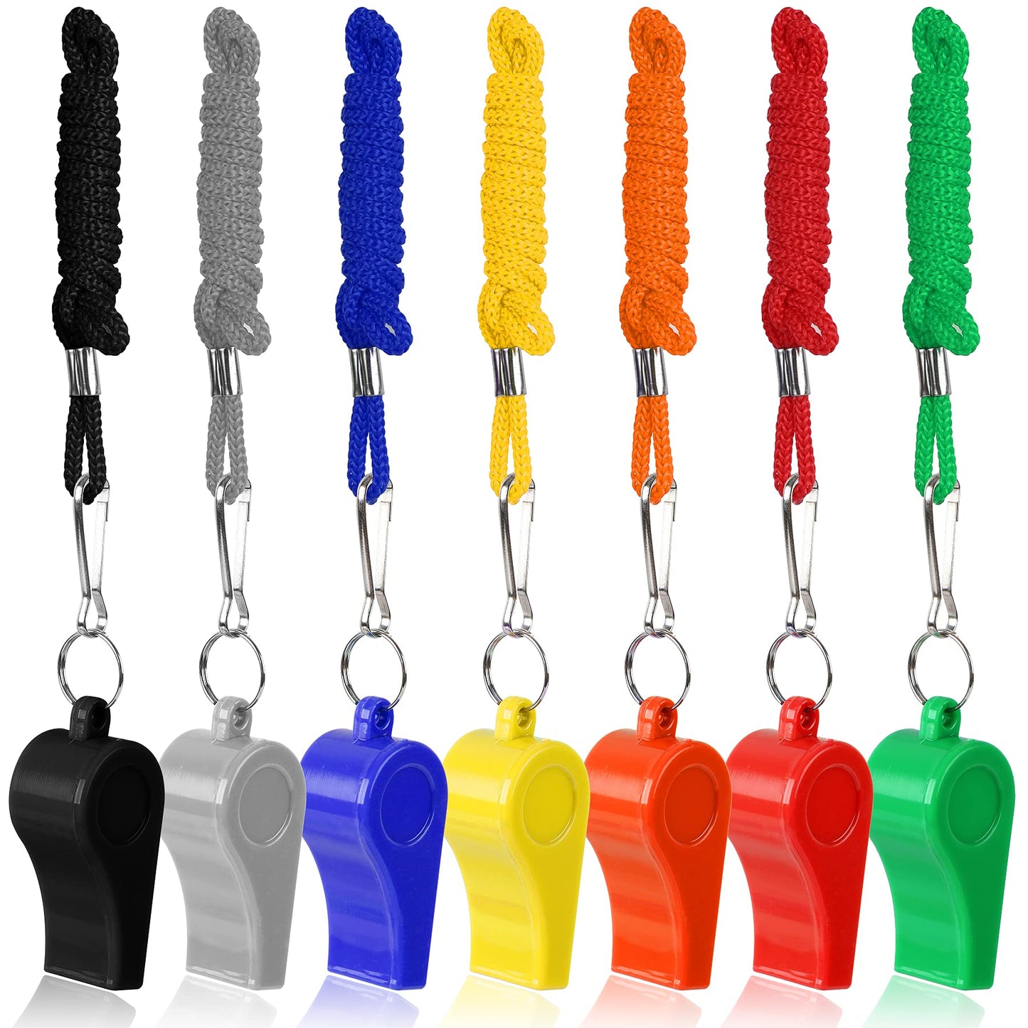 SANNIX 7 Pack Whistles, Coaches Whistles with Lanyard Sports Whistle Loud Crisp Sound Whistles for Referees Training Gyms Emergency
