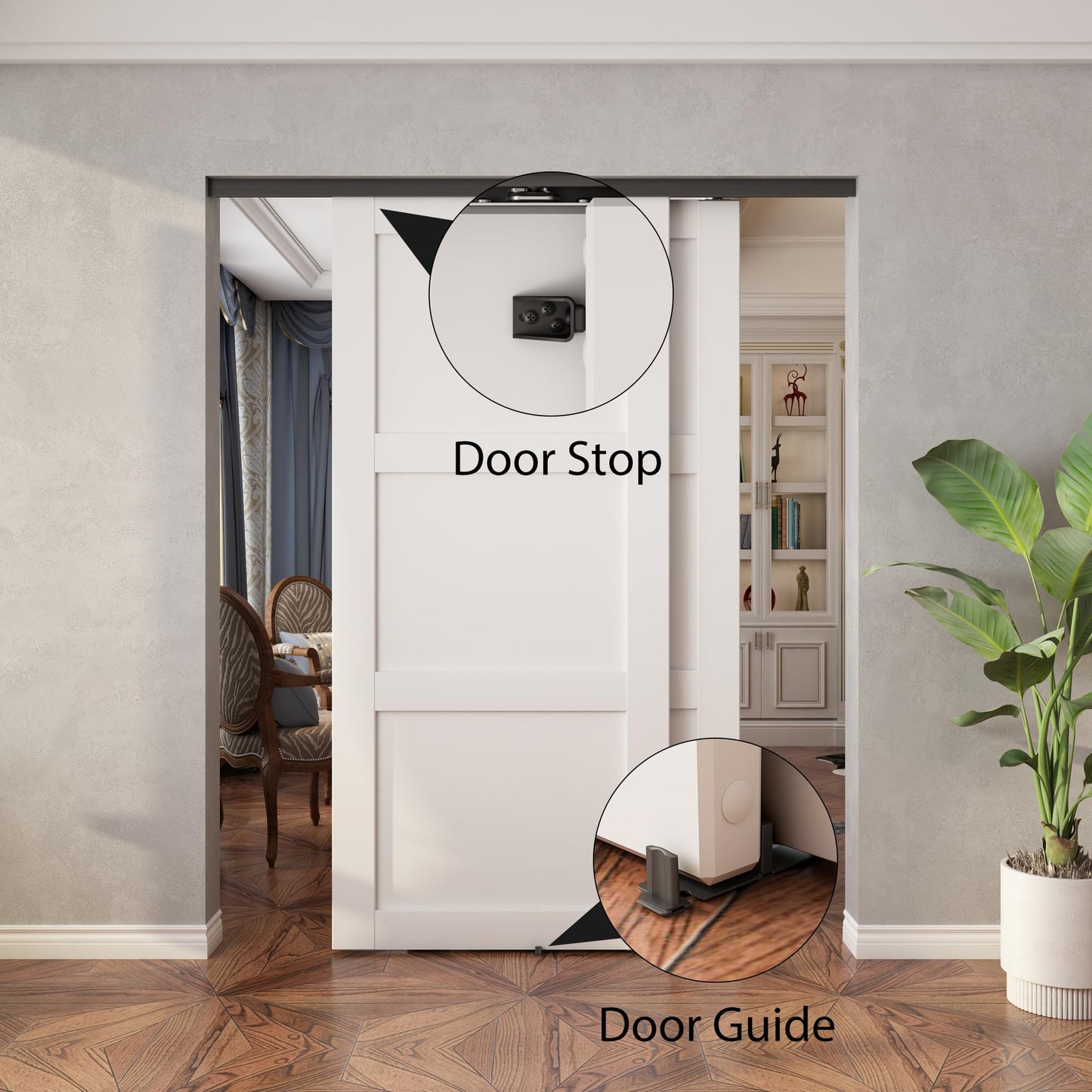 Sdstone Heavy Duty Bypass Door Hardware 72"/6FT,Aluminum Sliding Closet Door Track Hardware for Cabinet Closet, Pocket Door Track Rail Set for 2 Door System,Smoothly and Quietly,Black