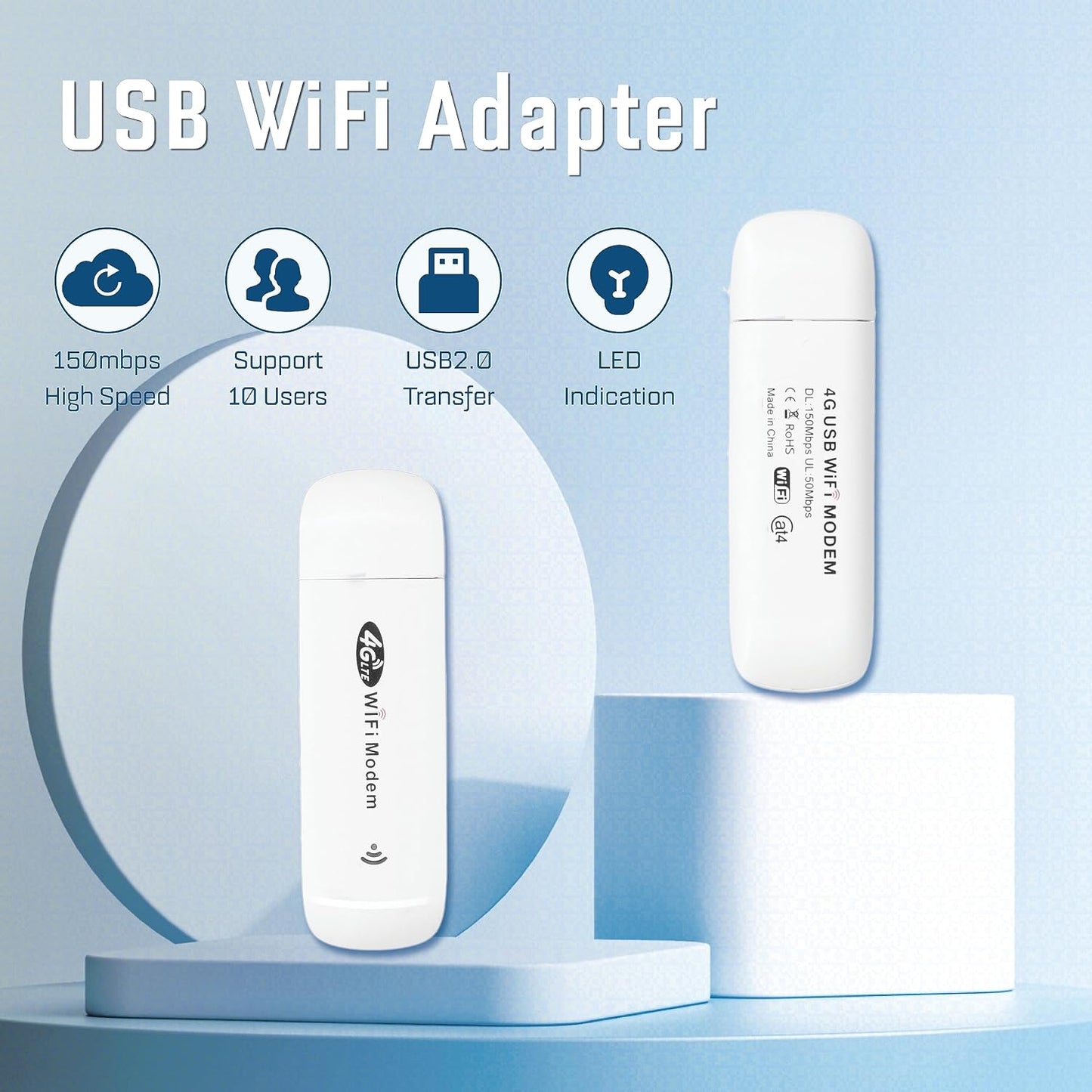 Sanpyl 150mbps 4G 10 7/8/10, USB Adapter, LTE TDD FDD GSM Mini Router with LED Indicated, Modem Dongle with SIM Card