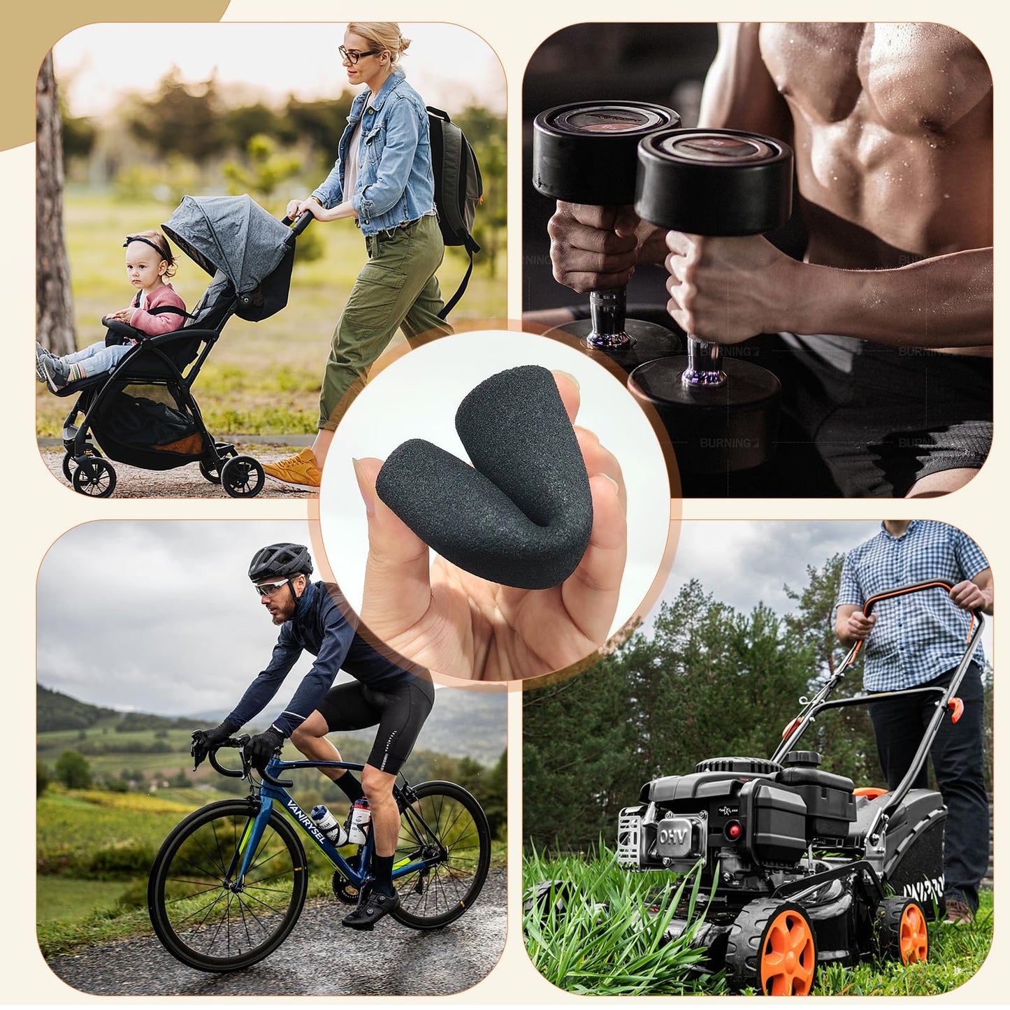 AKLVBL 4 Pcs Universal Handle Grips 4.3 Inch NBR Rubber Foam Comfort Grip Buffer Tube Cover Black Soft Handle Bar Grips for Equipment Handlebar Grips Replacement