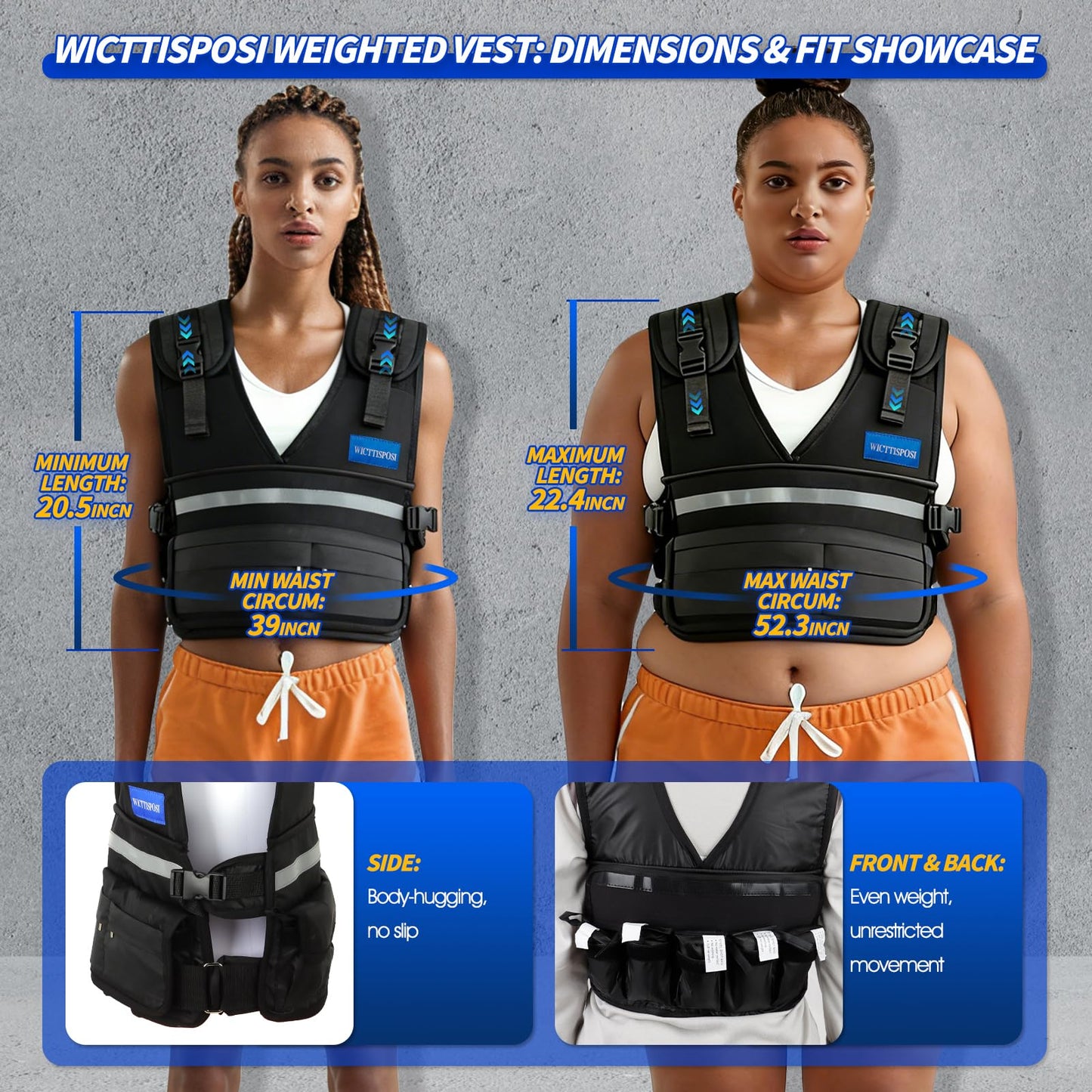 Adjustable Weighted Vest for Women Men 2-11.3lb, Custom Weight Intensity for All Exercises, Snug Fit & Stable, Washable Breathable Weight Vest for Walking Running Fitness Gym Training(Black)
