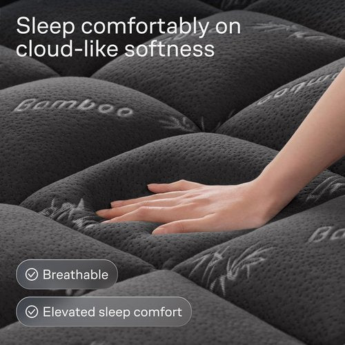 Niagara Ultra Soft Twin XL Mattress Topper - Bamboo Viscose Pillow Top for Back Pain Relief | Naturally Cooling, Fits 6-18" Mattresses, 600GSM, Dark Gray