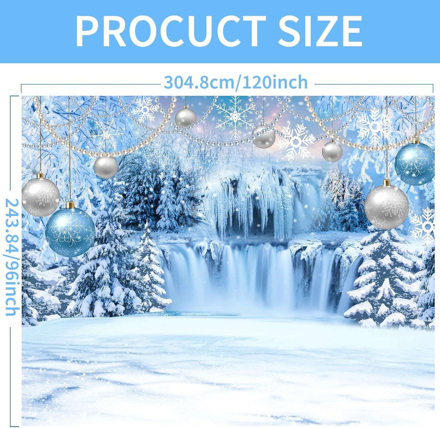 DUAIAI Frozen Winter Christmas Backdrop, Birthday Party Decorations Crystal Pendant Ice and Snow White World Wonderland