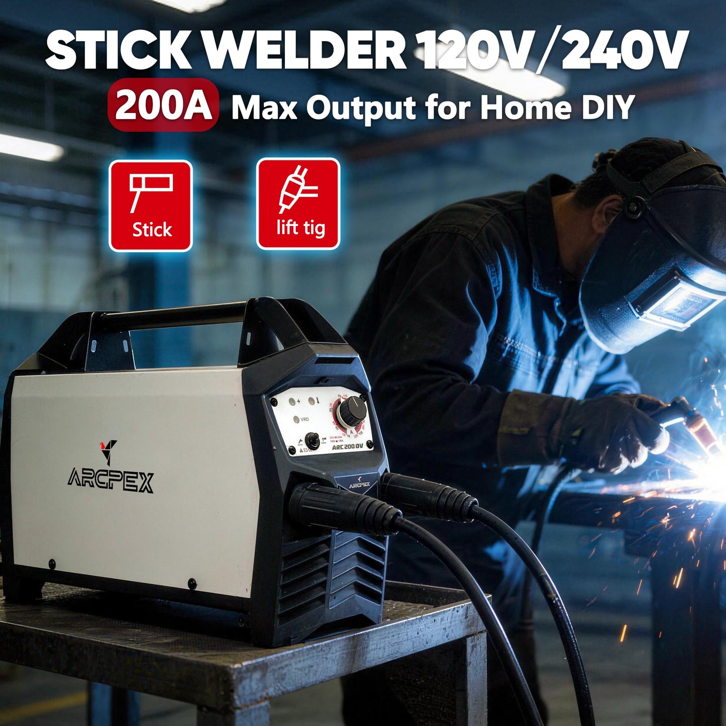 Stick welder and welding gloves